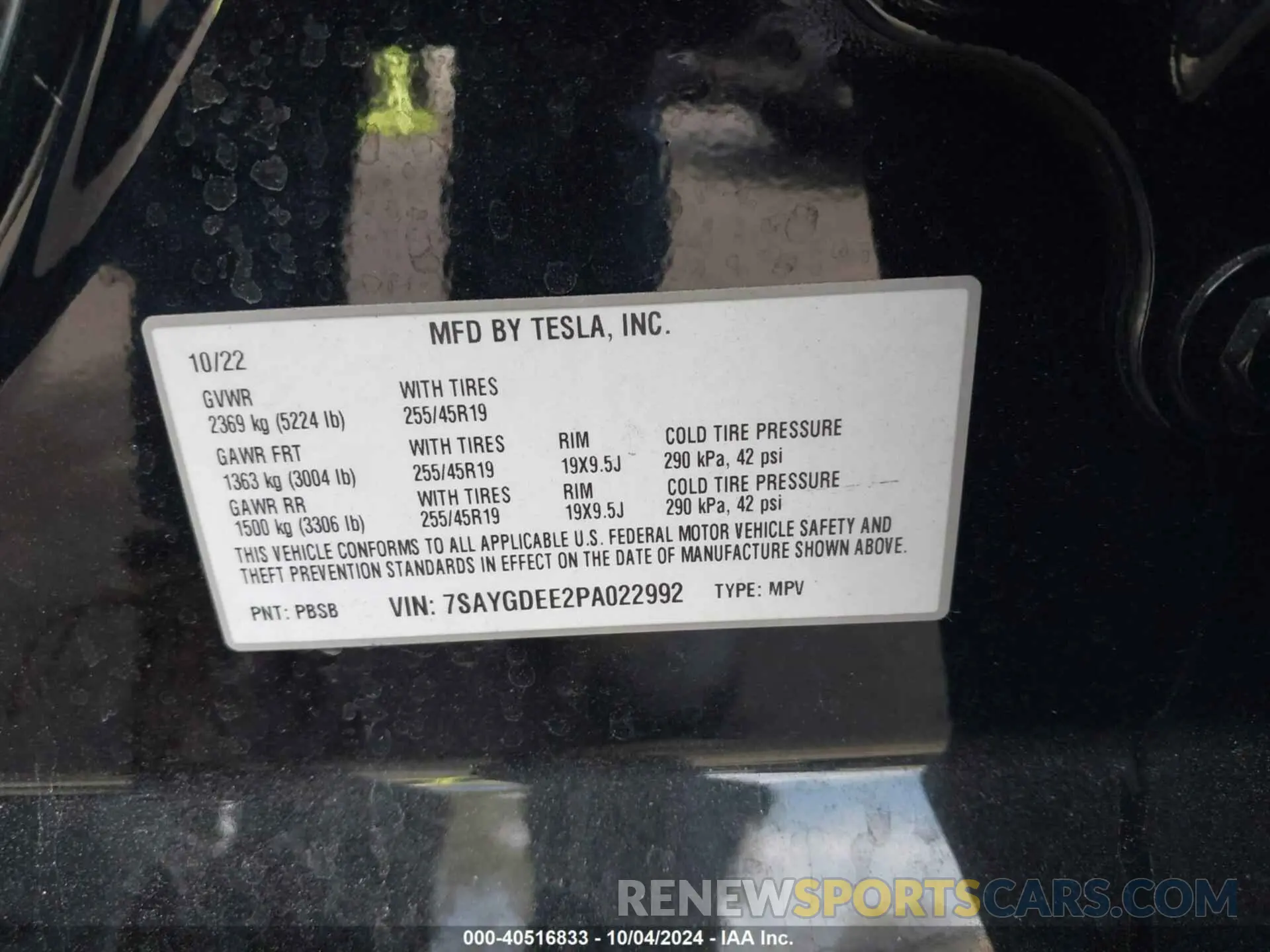 9 Фотография поврежденного автомобиля 7SAYGDEE2PA022992 TESLA MODEL Y 2023