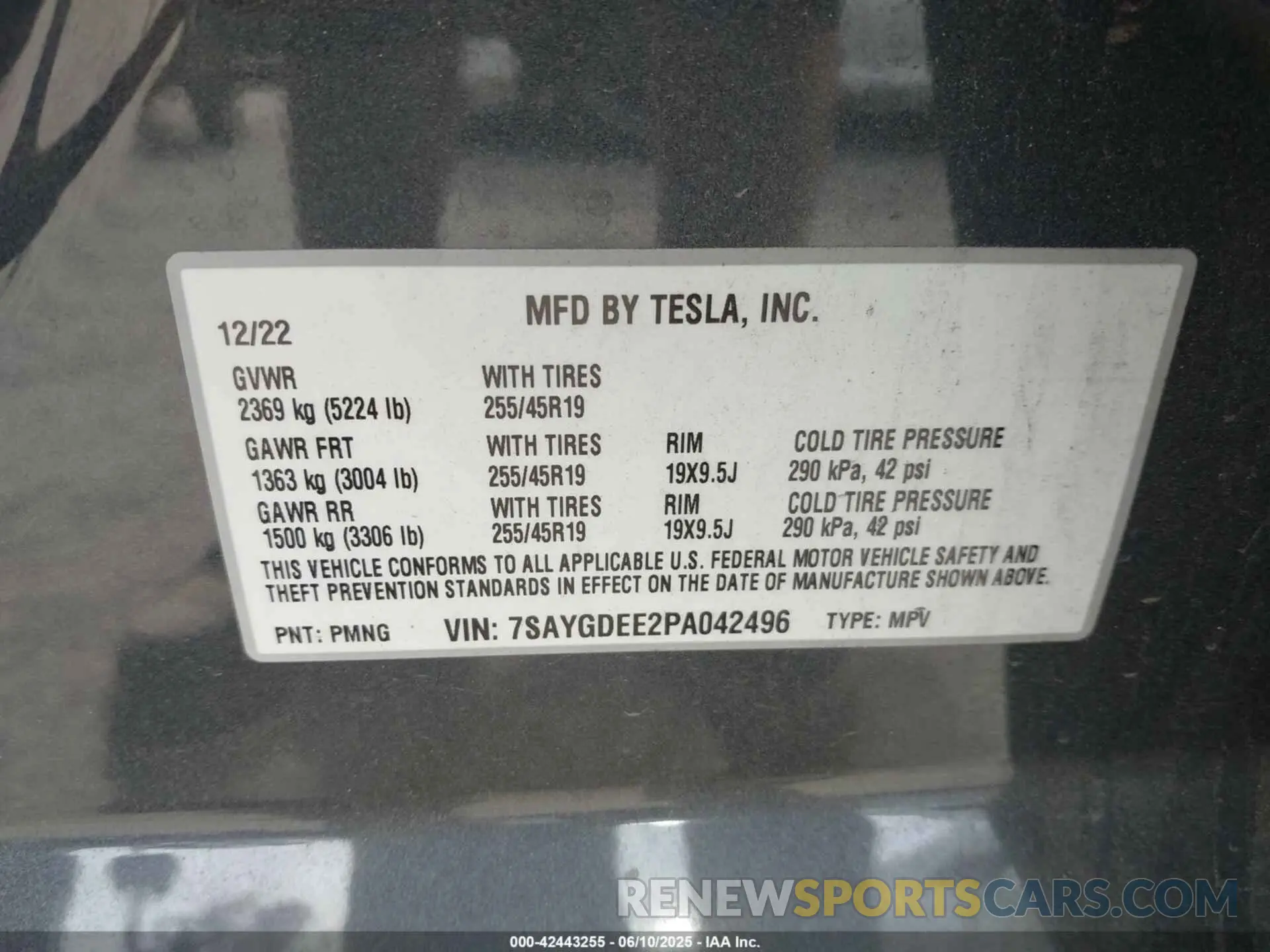9 Фотография поврежденного автомобиля 7SAYGDEE2PA042496 TESLA MODEL Y 2023