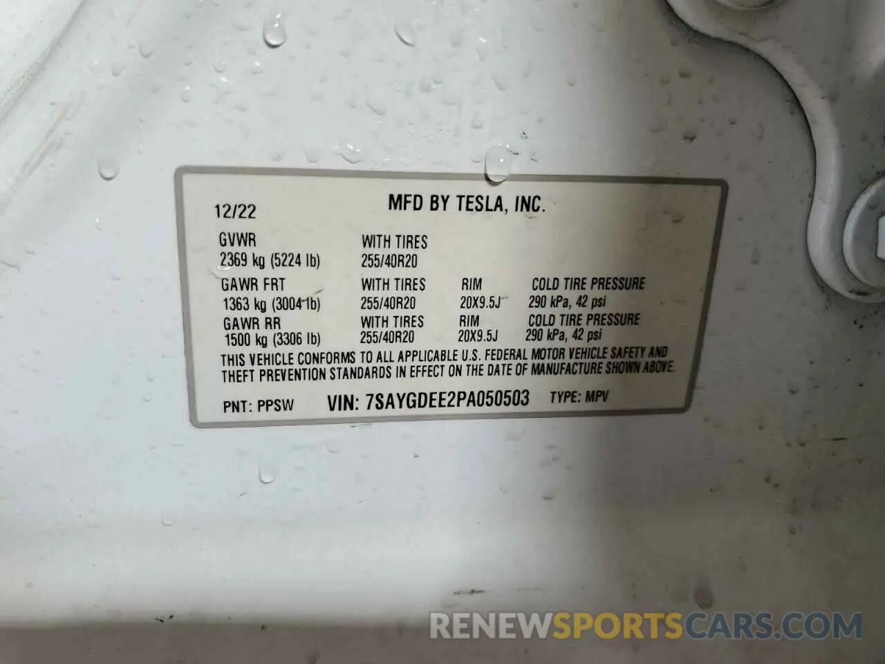 14 Фотография поврежденного автомобиля 7SAYGDEE2PA050503 TESLA MODEL Y 2023