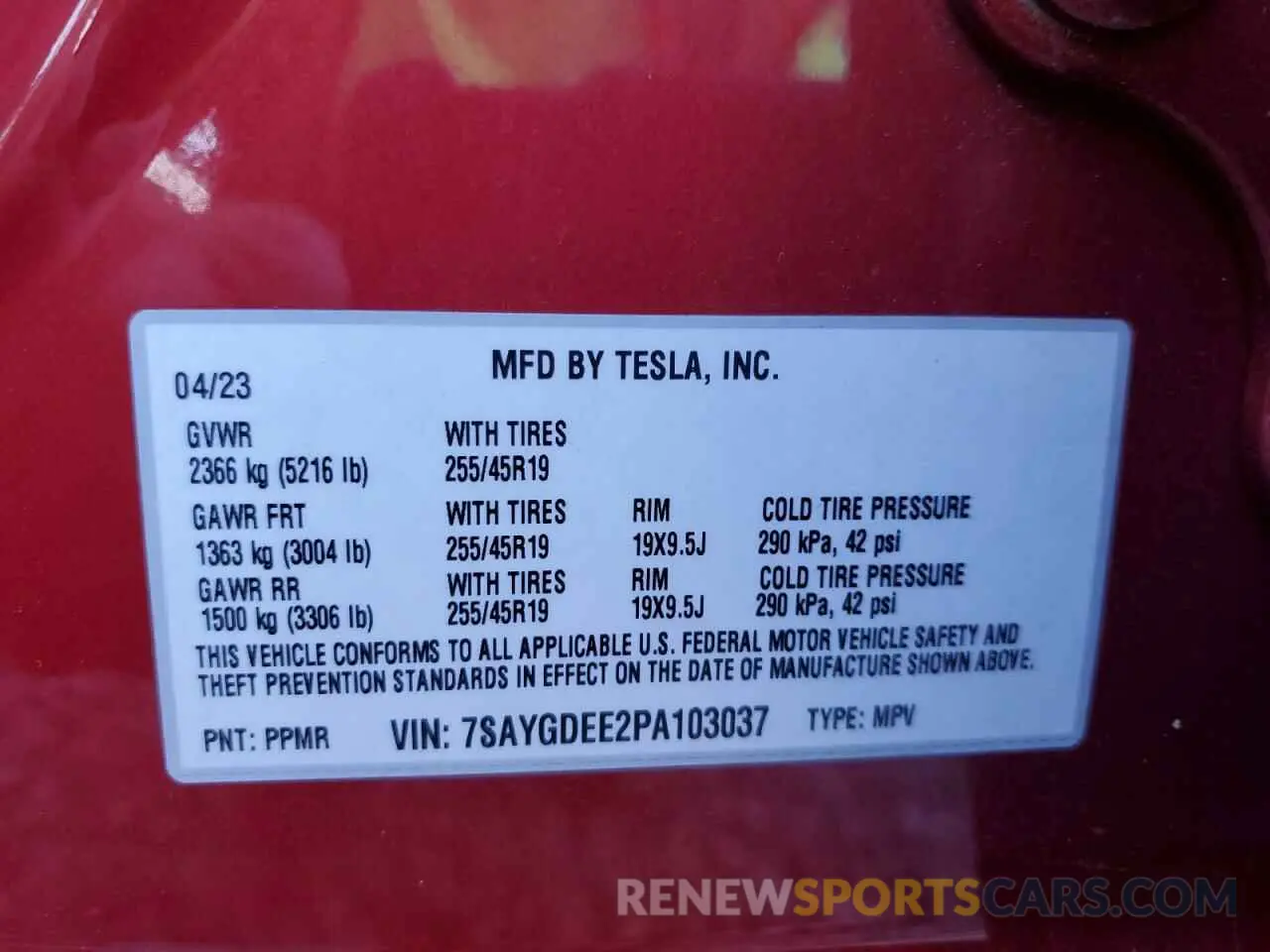 13 Photograph of a damaged car 7SAYGDEE2PA103037 TESLA MODEL Y 2023