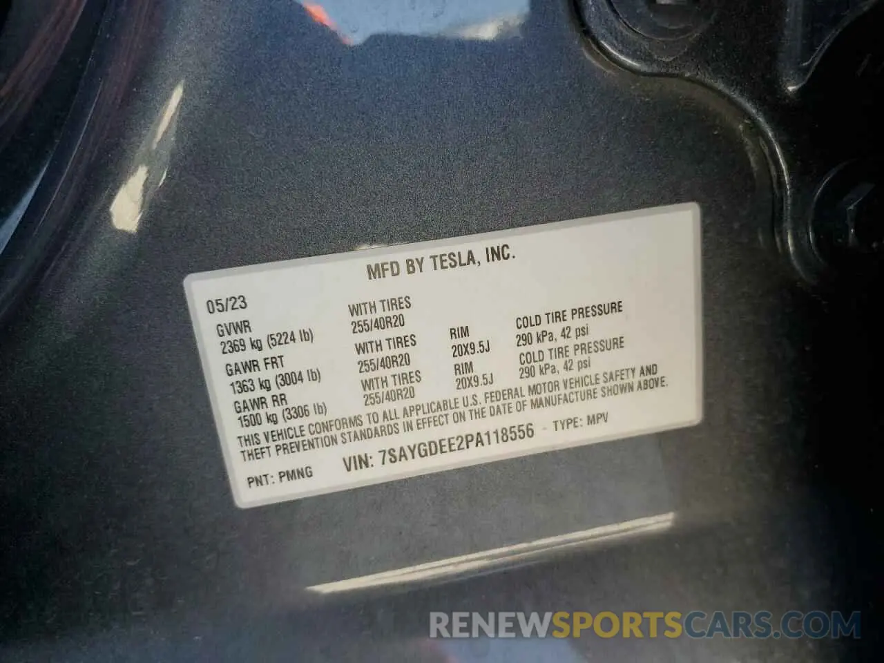 13 Фотография поврежденного автомобиля 7SAYGDEE2PA118556 TESLA MODEL Y 2023