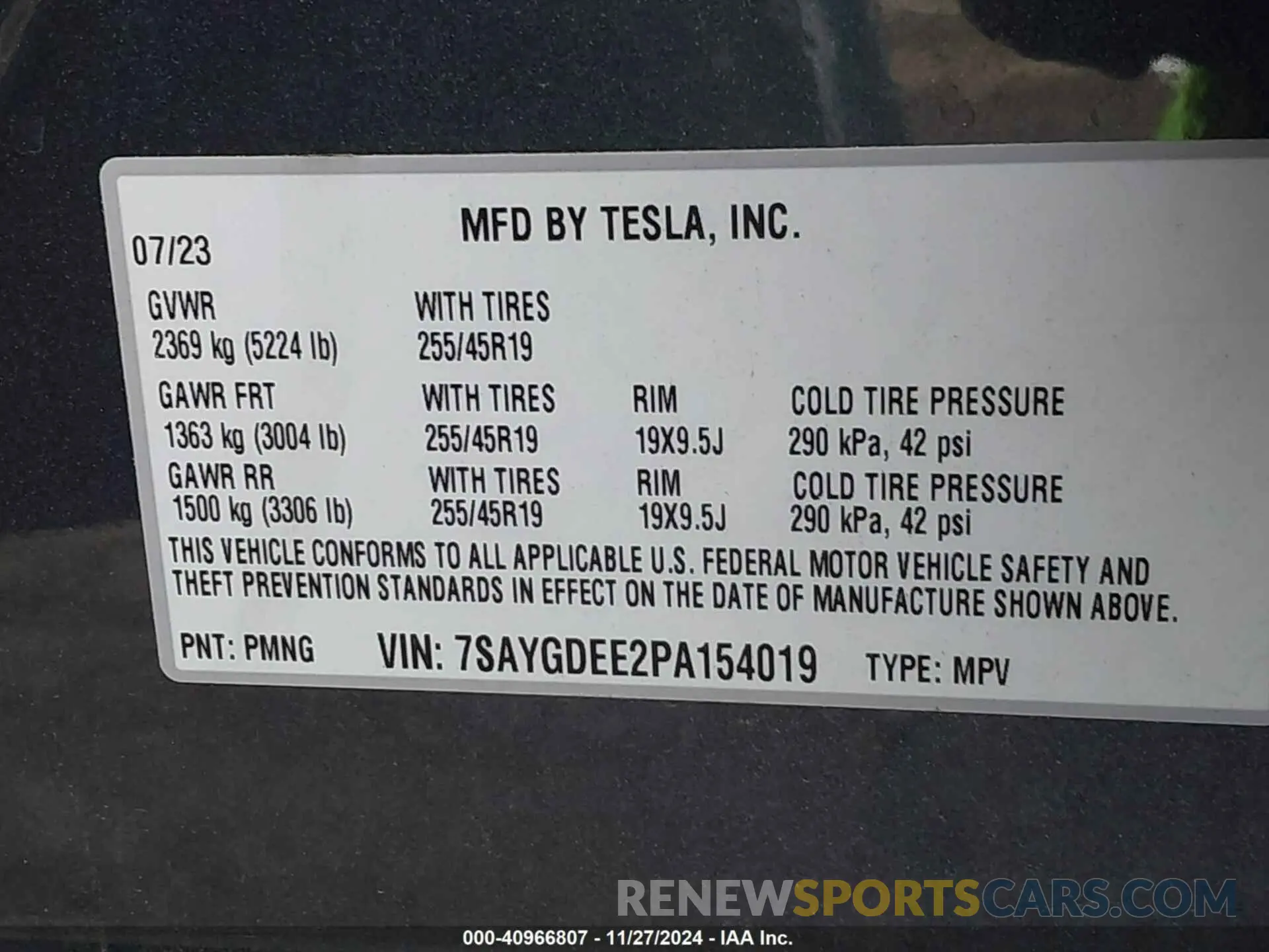 9 Фотография поврежденного автомобиля 7SAYGDEE2PA154019 TESLA MODEL Y 2023