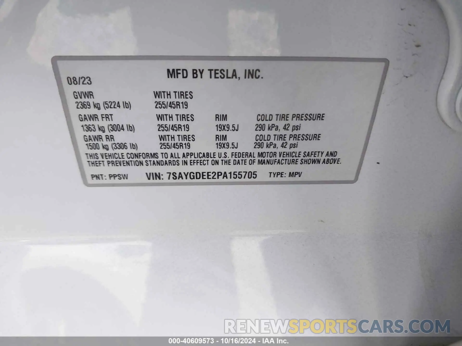 9 Photograph of a damaged car 7SAYGDEE2PA155705 TESLA MODEL Y 2023