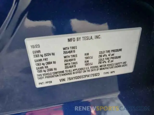 12 Photograph of a damaged car 7SAYGDEE2PA175923 TESLA MODEL Y 2023