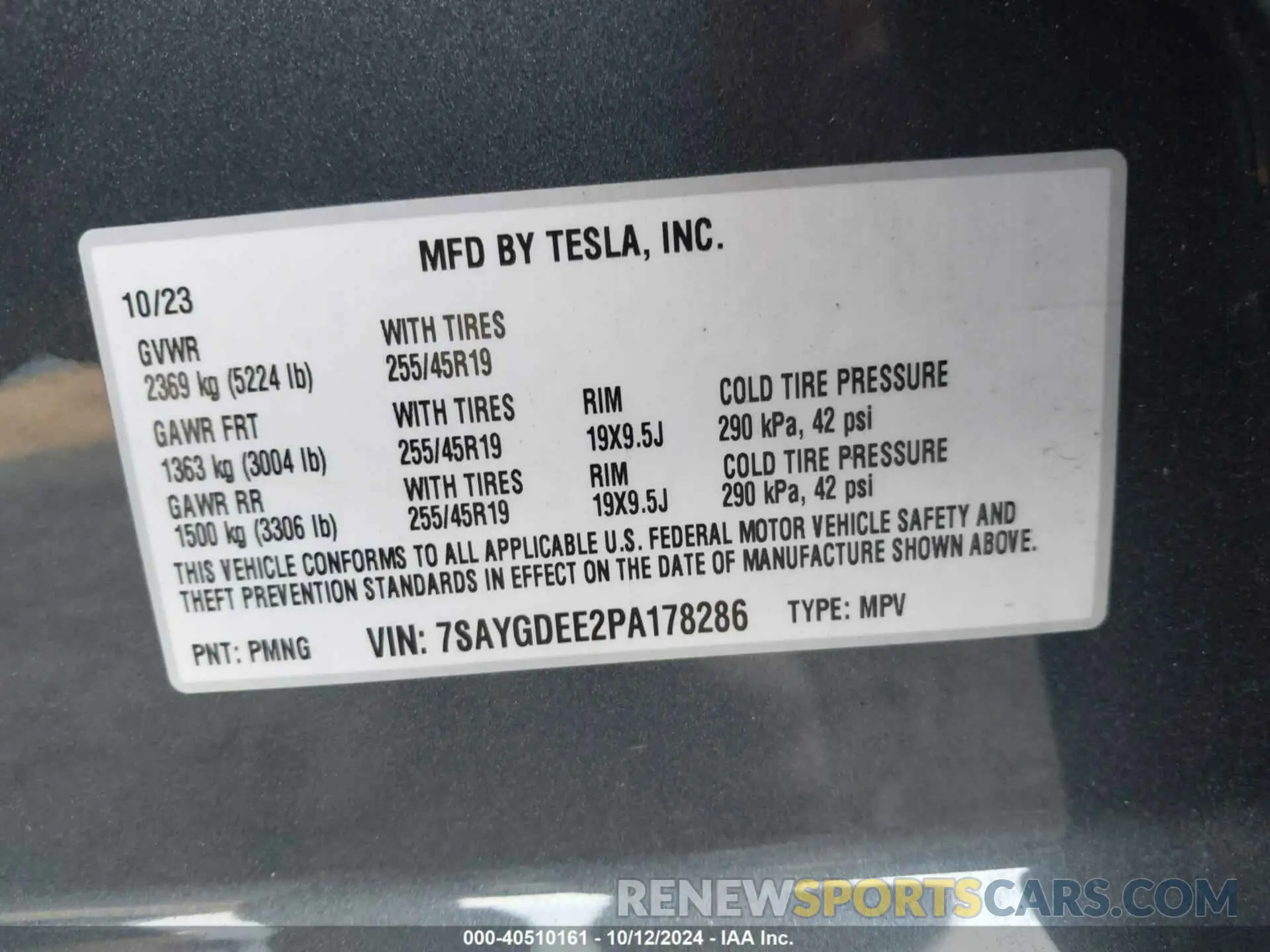9 Фотография поврежденного автомобиля 7SAYGDEE2PA178286 TESLA MODEL Y 2023