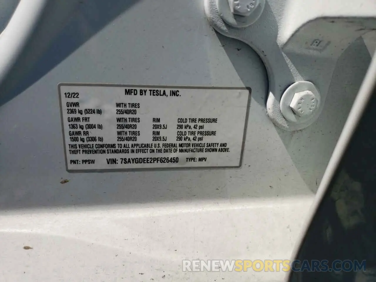 13 Фотография поврежденного автомобиля 7SAYGDEE2PF626450 TESLA MODEL Y 2023