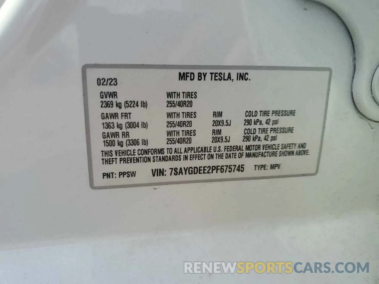 15 Photograph of a damaged car 7SAYGDEE2PF675745 TESLA MODEL Y 2023