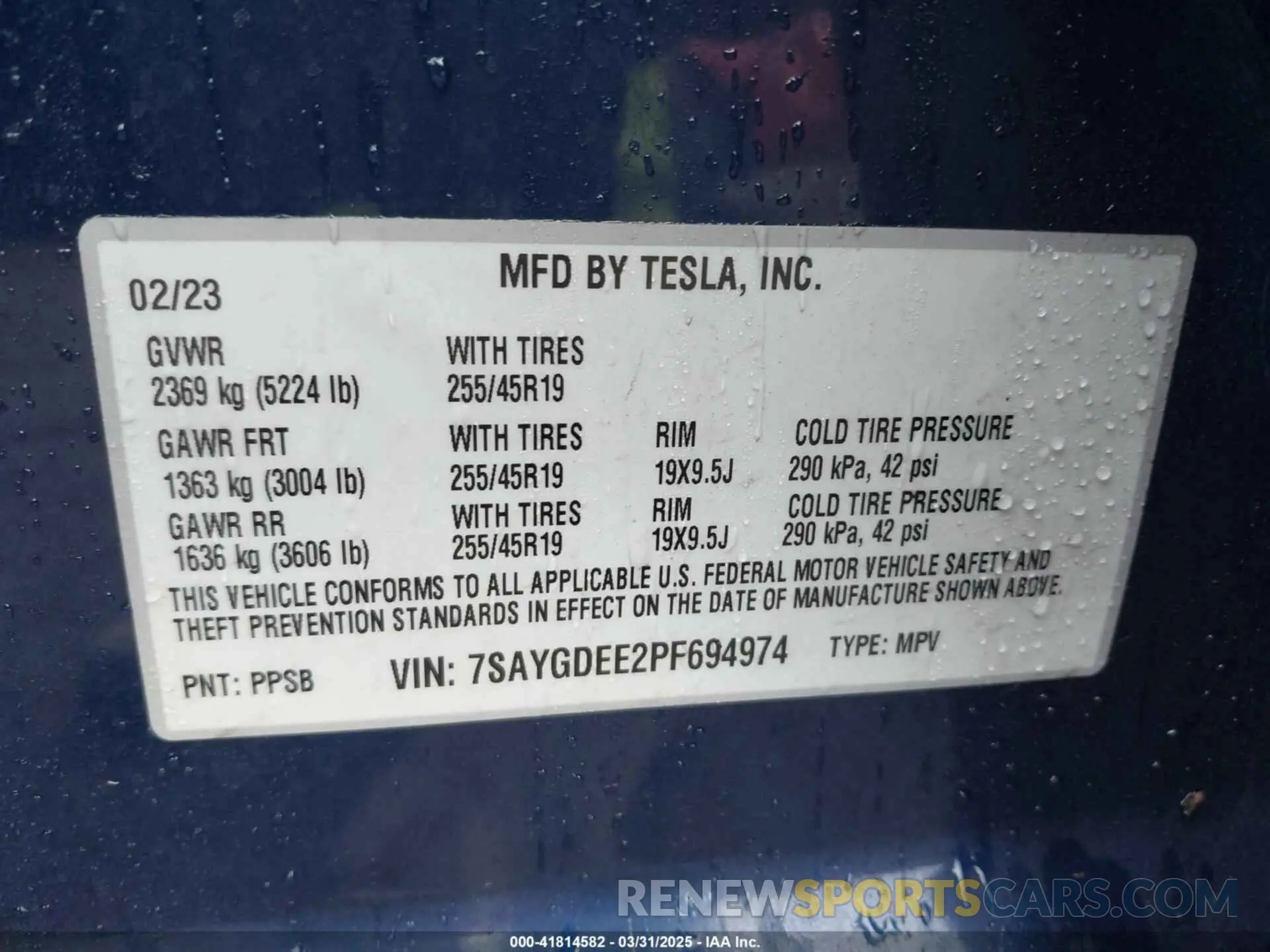 9 Фотография поврежденного автомобиля 7SAYGDEE2PF694974 TESLA MODEL Y 2023