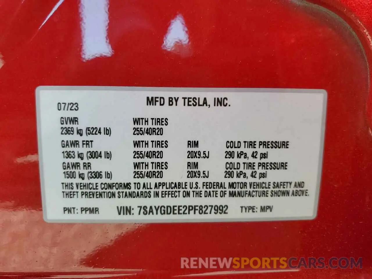 14 Photograph of a damaged car 7SAYGDEE2PF827992 TESLA MODEL Y 2023