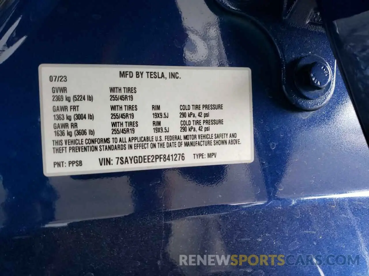 13 Фотография поврежденного автомобиля 7SAYGDEE2PF841276 TESLA MODEL Y 2023
