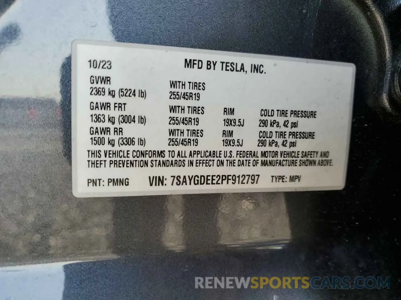 14 Фотография поврежденного автомобиля 7SAYGDEE2PF912797 TESLA MODEL Y 2023