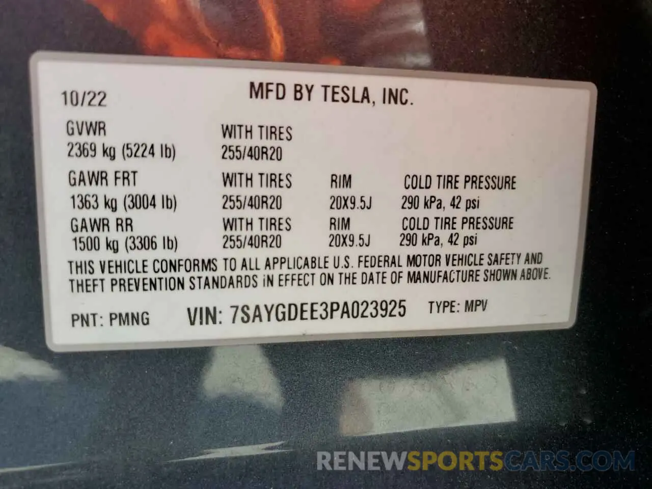 14 Фотография поврежденного автомобиля 7SAYGDEE3PA023925 TESLA MODEL Y 2023