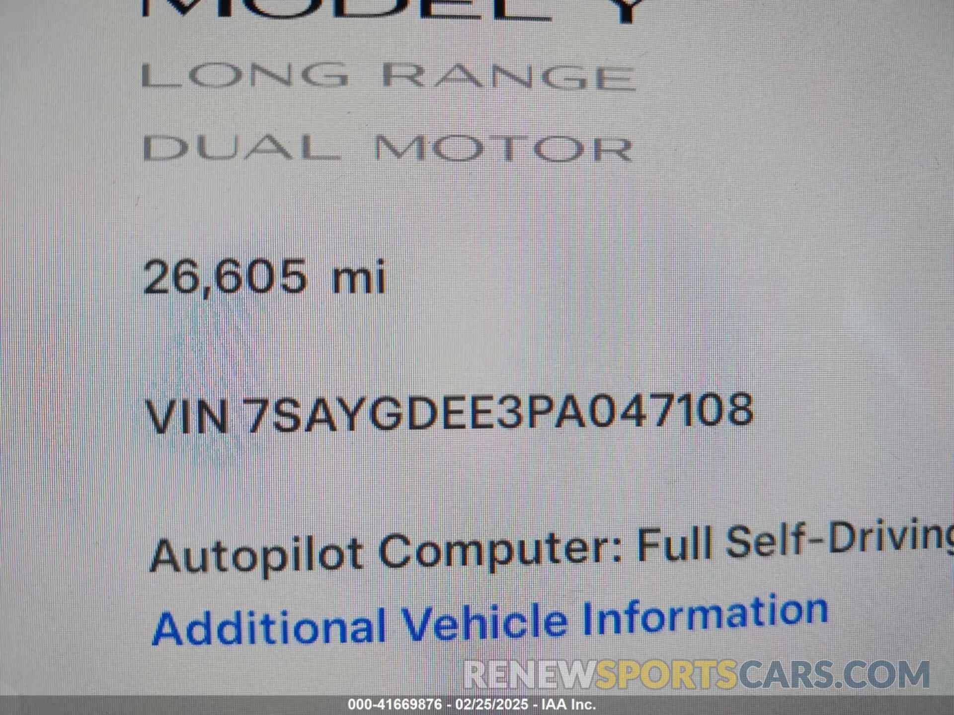 9 Фотография поврежденного автомобиля 7SAYGDEE3PA047108 TESLA MODEL Y 2023