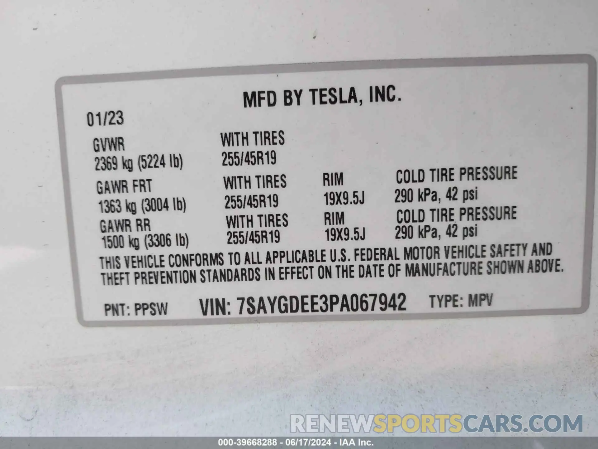 9 Photograph of a damaged car 7SAYGDEE3PA067942 TESLA MODEL Y 2023