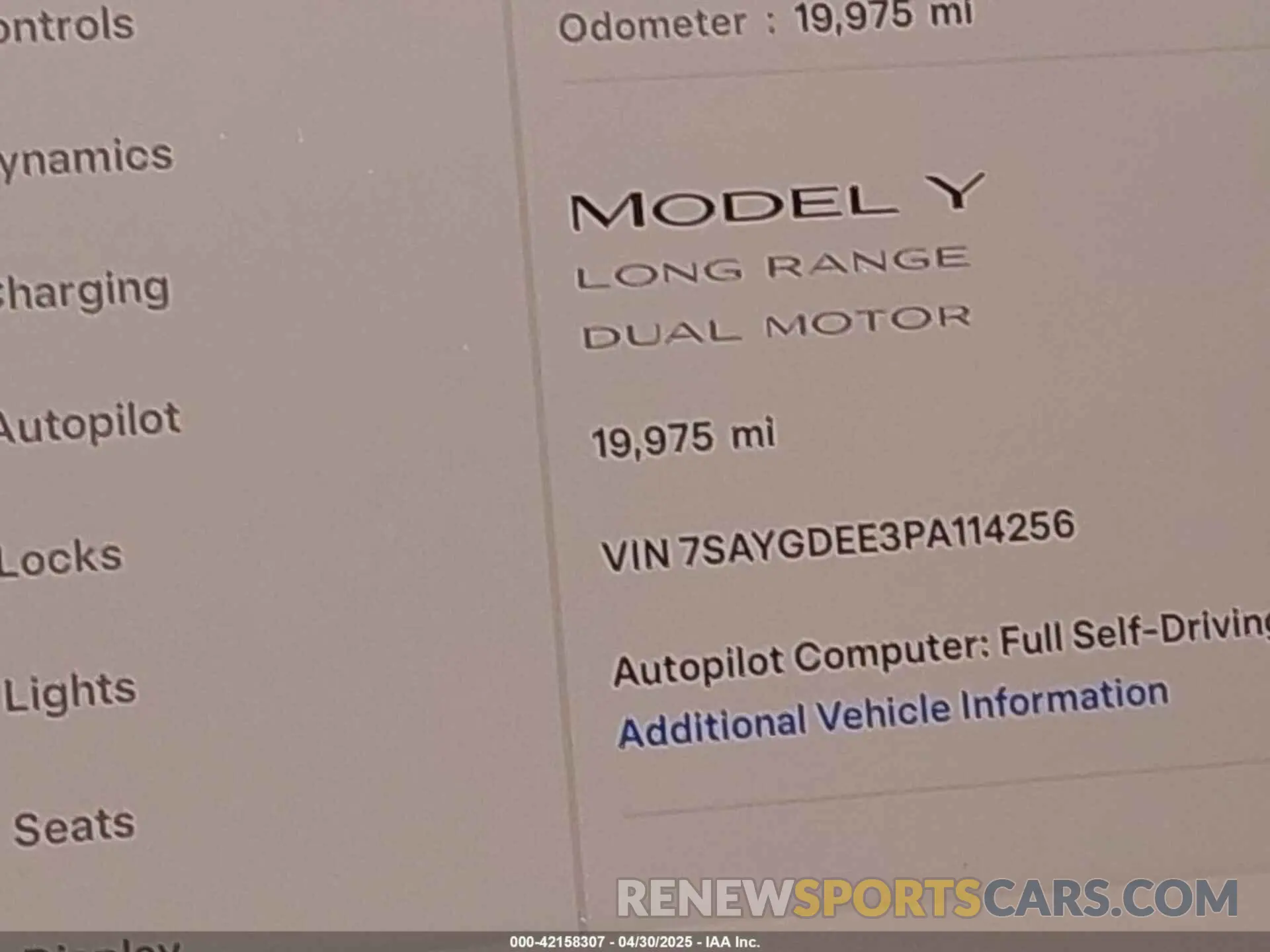 14 Фотография поврежденного автомобиля 7SAYGDEE3PA114256 TESLA MODEL Y 2023