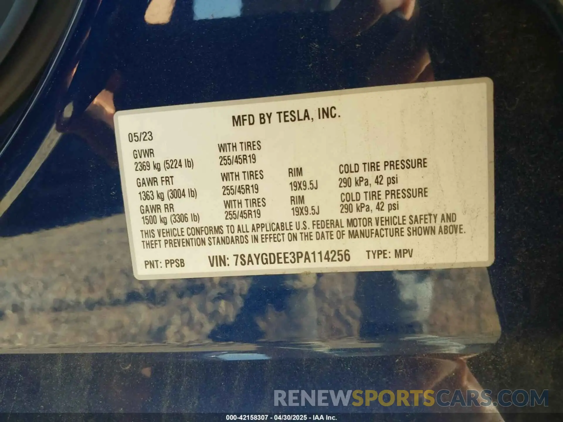 9 Фотография поврежденного автомобиля 7SAYGDEE3PA114256 TESLA MODEL Y 2023