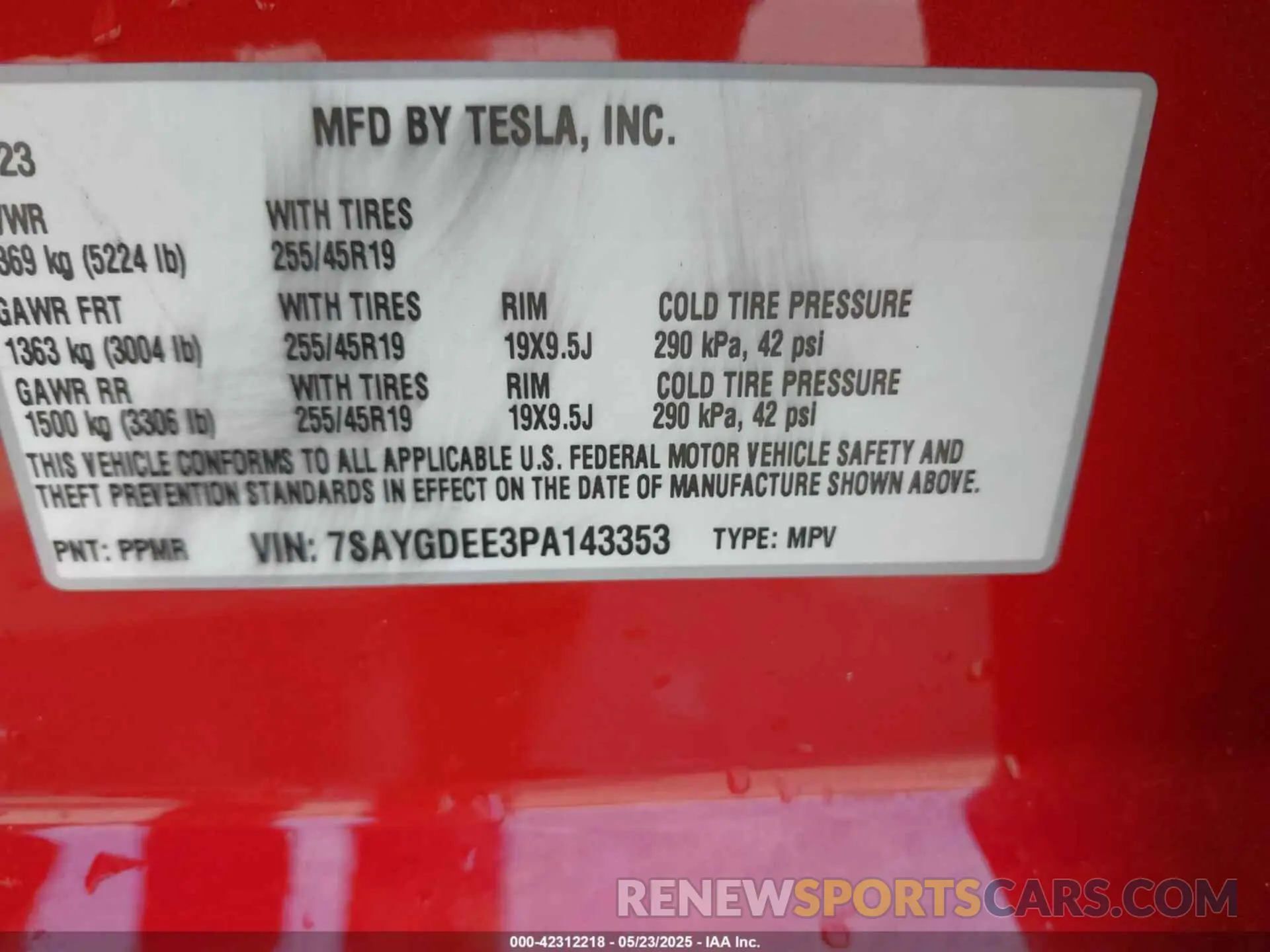 9 Photograph of a damaged car 7SAYGDEE3PA143353 TESLA MODEL Y 2023