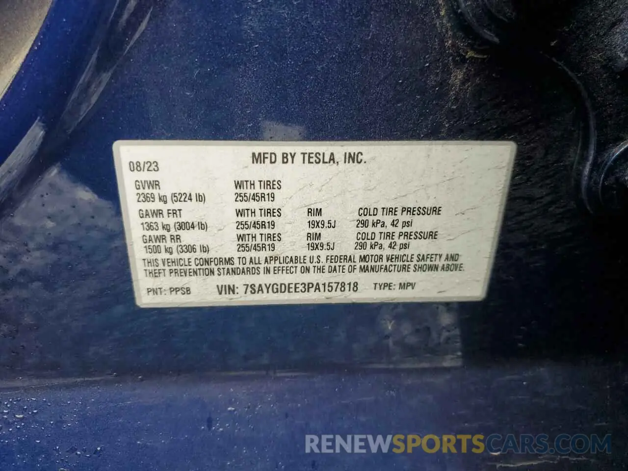 13 Фотография поврежденного автомобиля 7SAYGDEE3PA157818 TESLA MODEL Y 2023