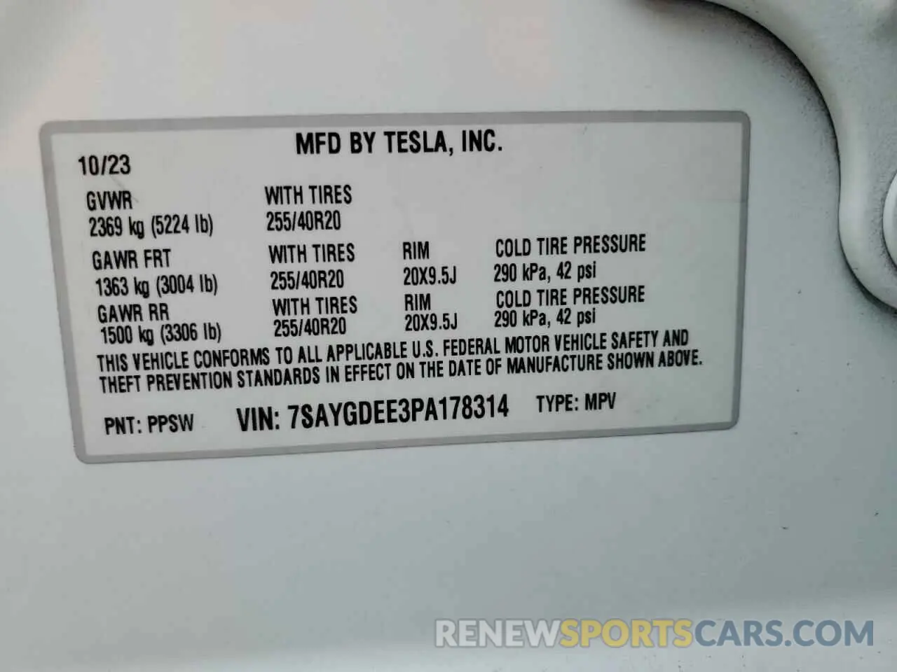 13 Фотография поврежденного автомобиля 7SAYGDEE3PA178314 TESLA MODEL Y 2023