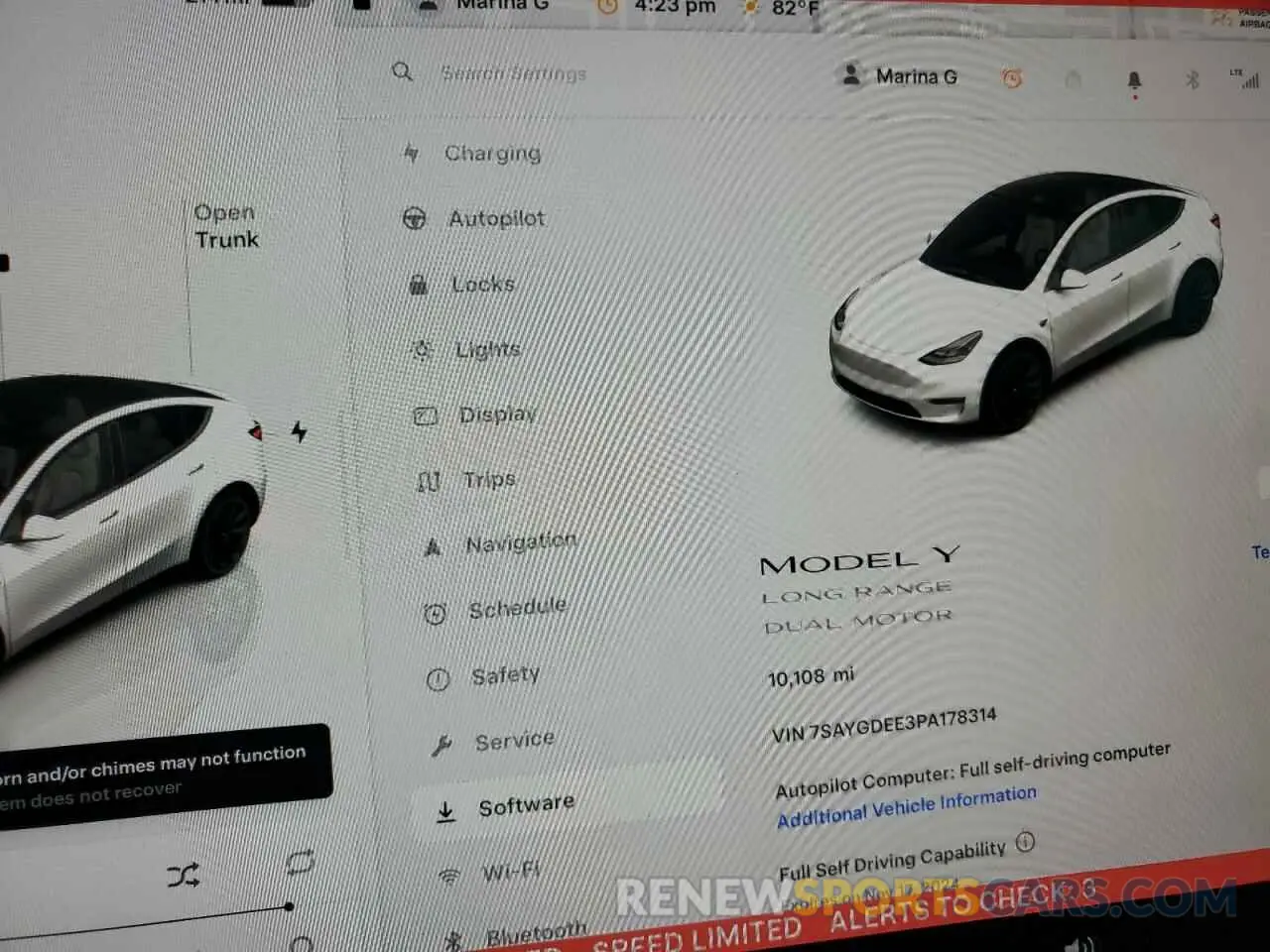 9 Фотография поврежденного автомобиля 7SAYGDEE3PA178314 TESLA MODEL Y 2023