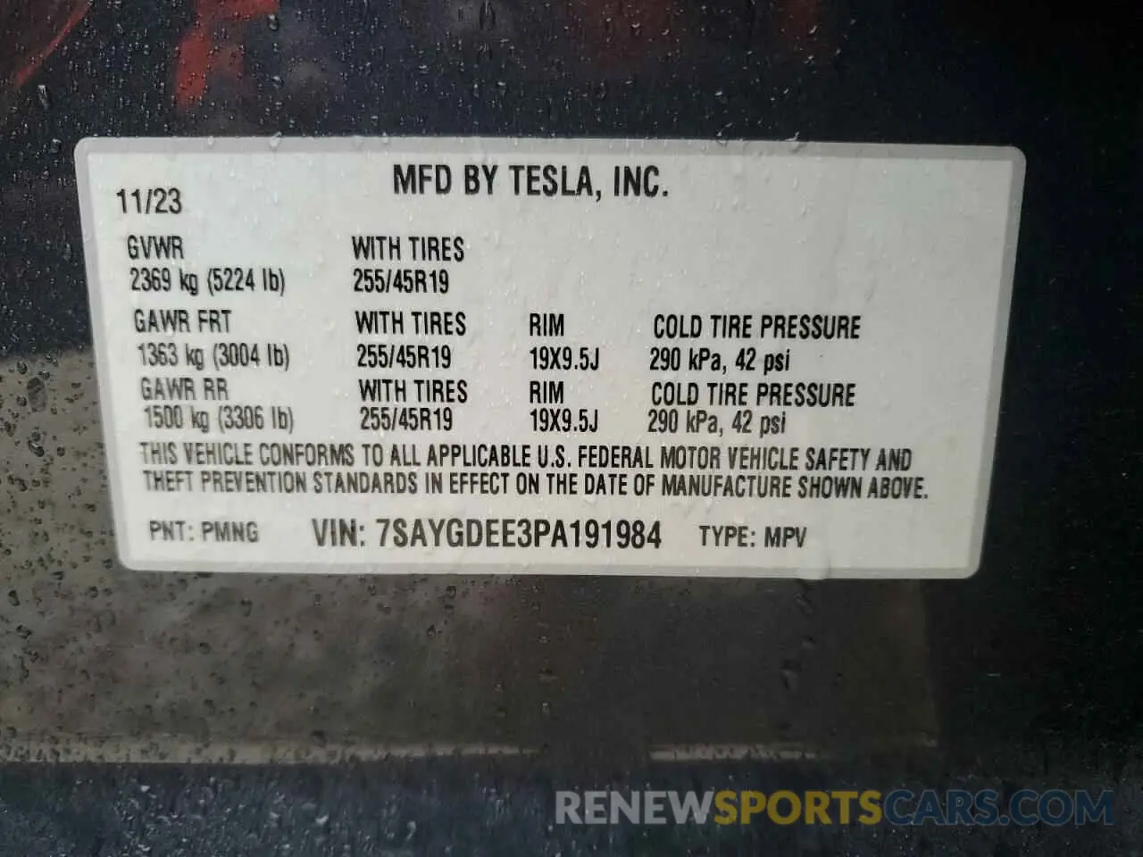13 Photograph of a damaged car 7SAYGDEE3PA191984 TESLA MODEL Y 2023