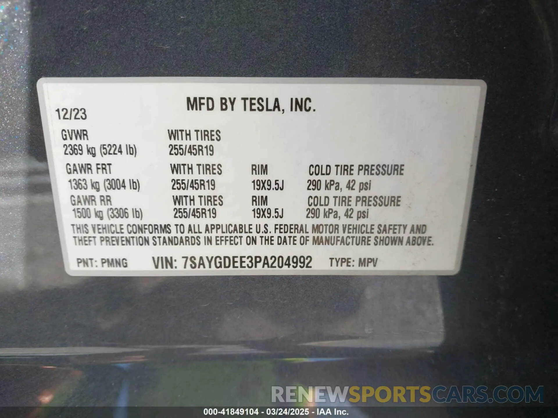 9 Фотография поврежденного автомобиля 7SAYGDEE3PA204992 TESLA MODEL Y 2023
