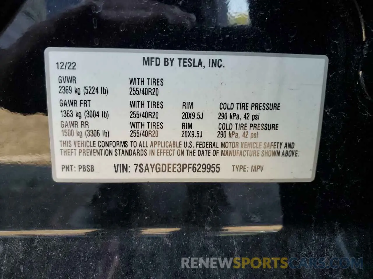 12 Фотография поврежденного автомобиля 7SAYGDEE3PF629955 TESLA MODEL Y 2023