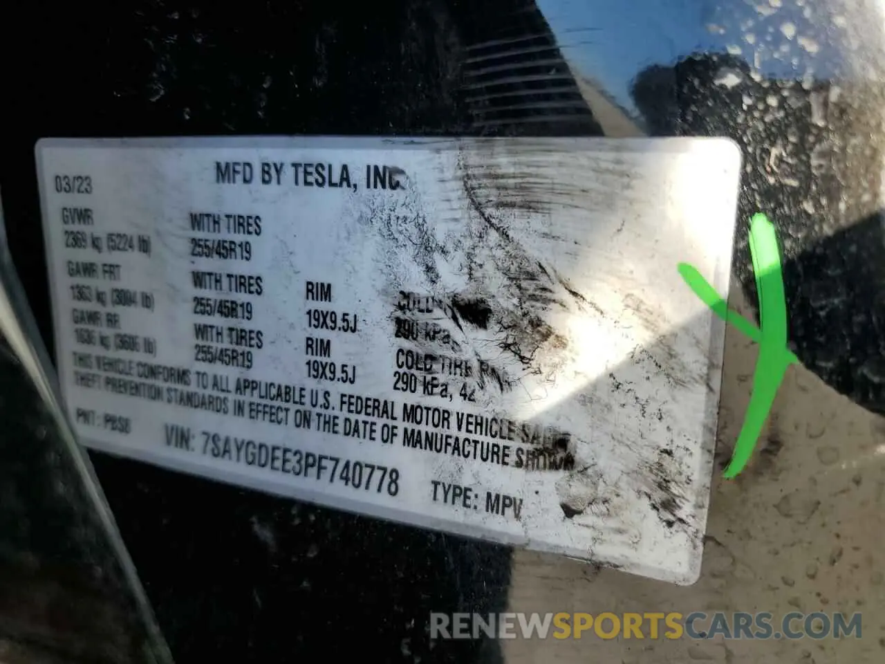 15 Фотография поврежденного автомобиля 7SAYGDEE3PF740778 TESLA MODEL Y 2023