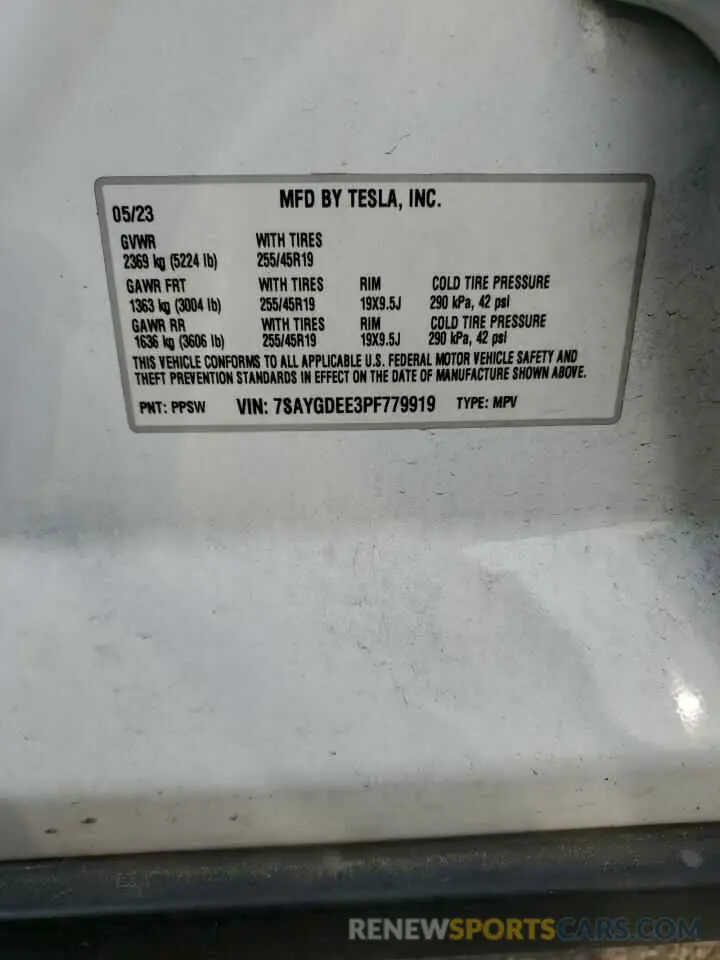 14 Photograph of a damaged car 7SAYGDEE3PF779919 TESLA MODEL Y 2023