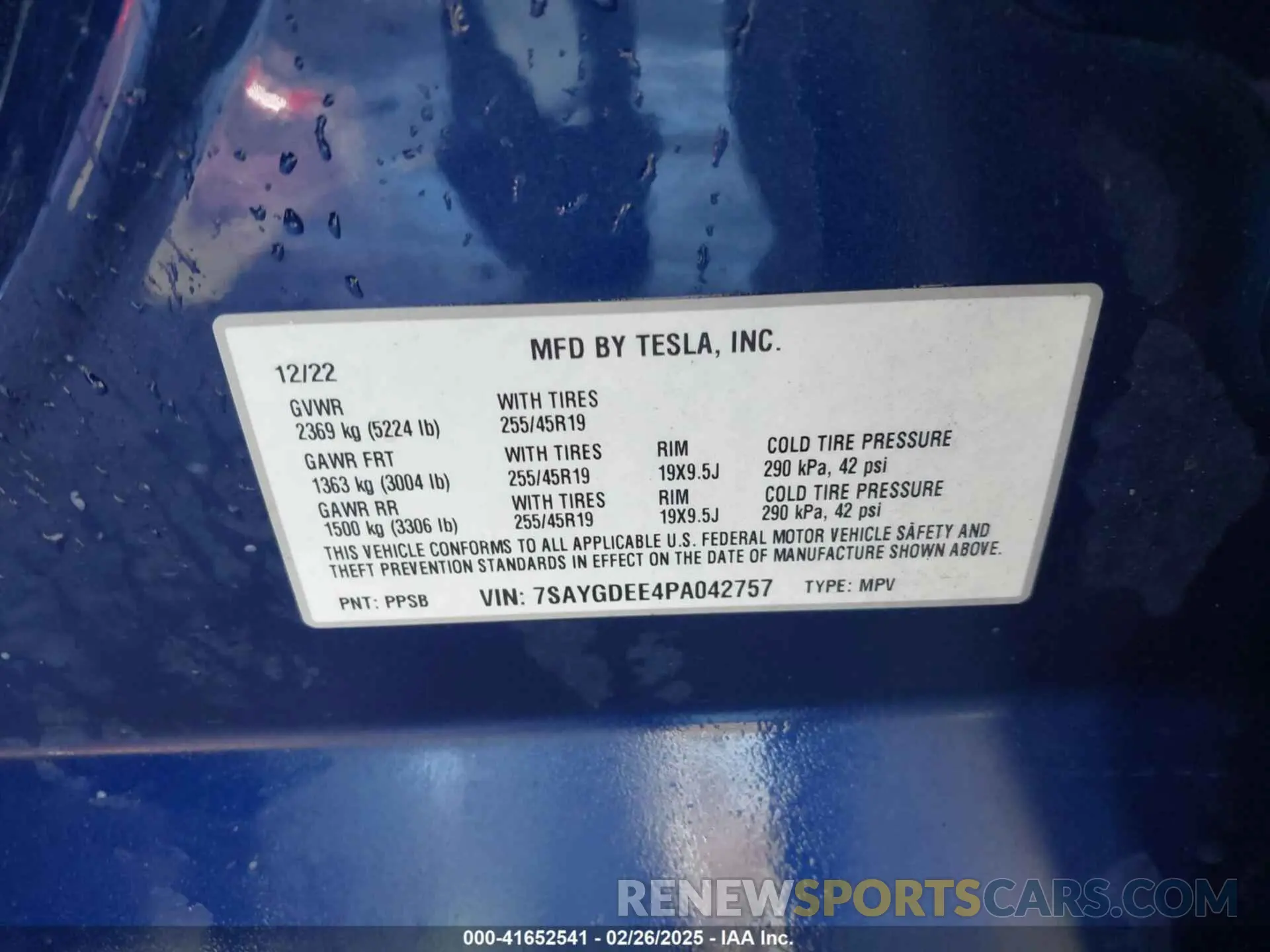 9 Фотография поврежденного автомобиля 7SAYGDEE4PA042757 TESLA MODEL Y 2023