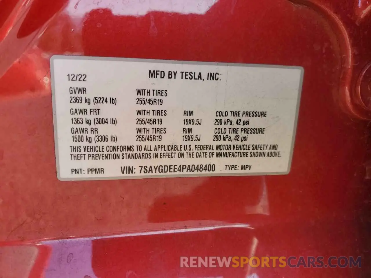 14 Photograph of a damaged car 7SAYGDEE4PA048400 TESLA MODEL Y 2023