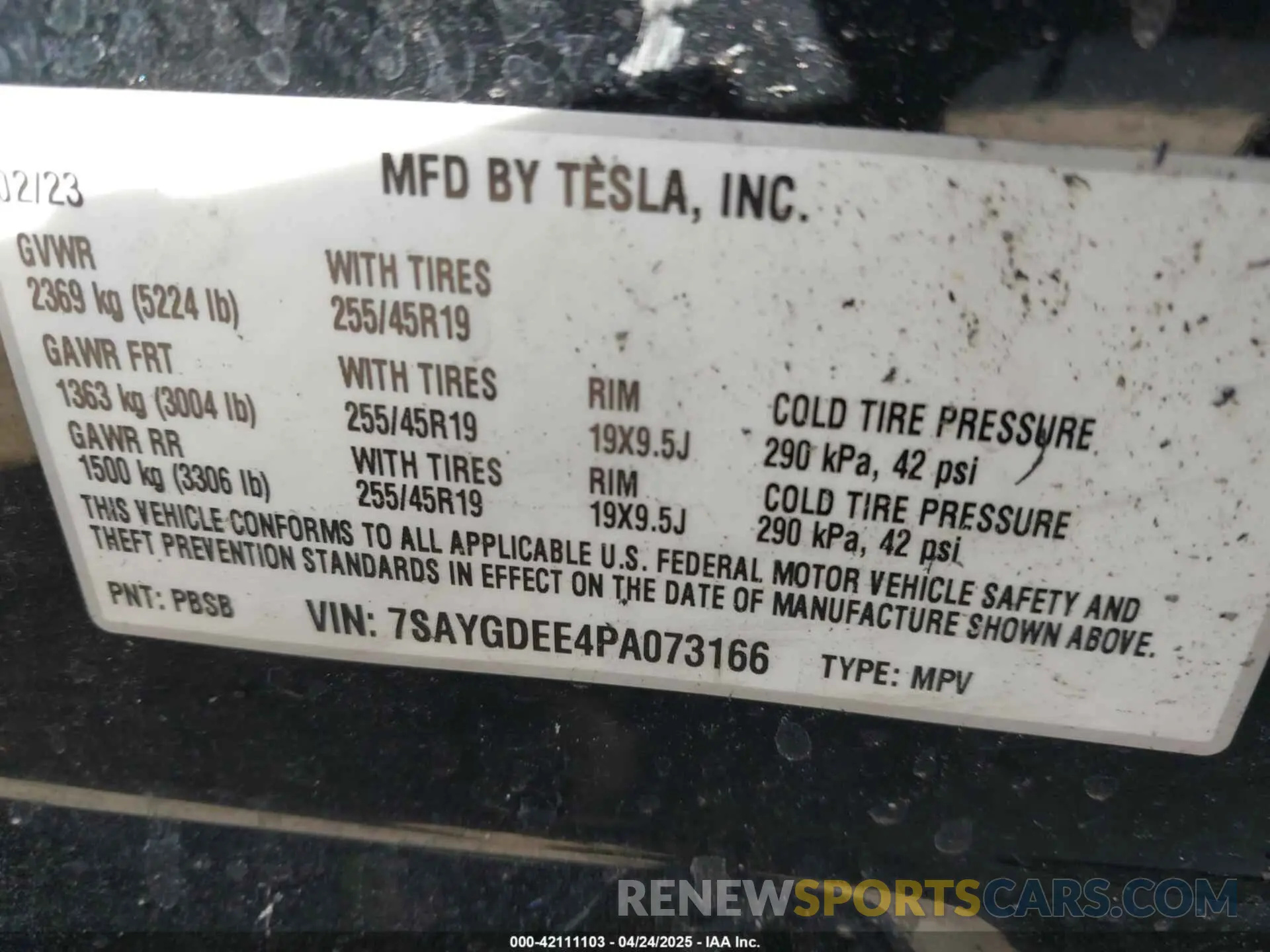 9 Фотография поврежденного автомобиля 7SAYGDEE4PA073166 TESLA MODEL Y 2023