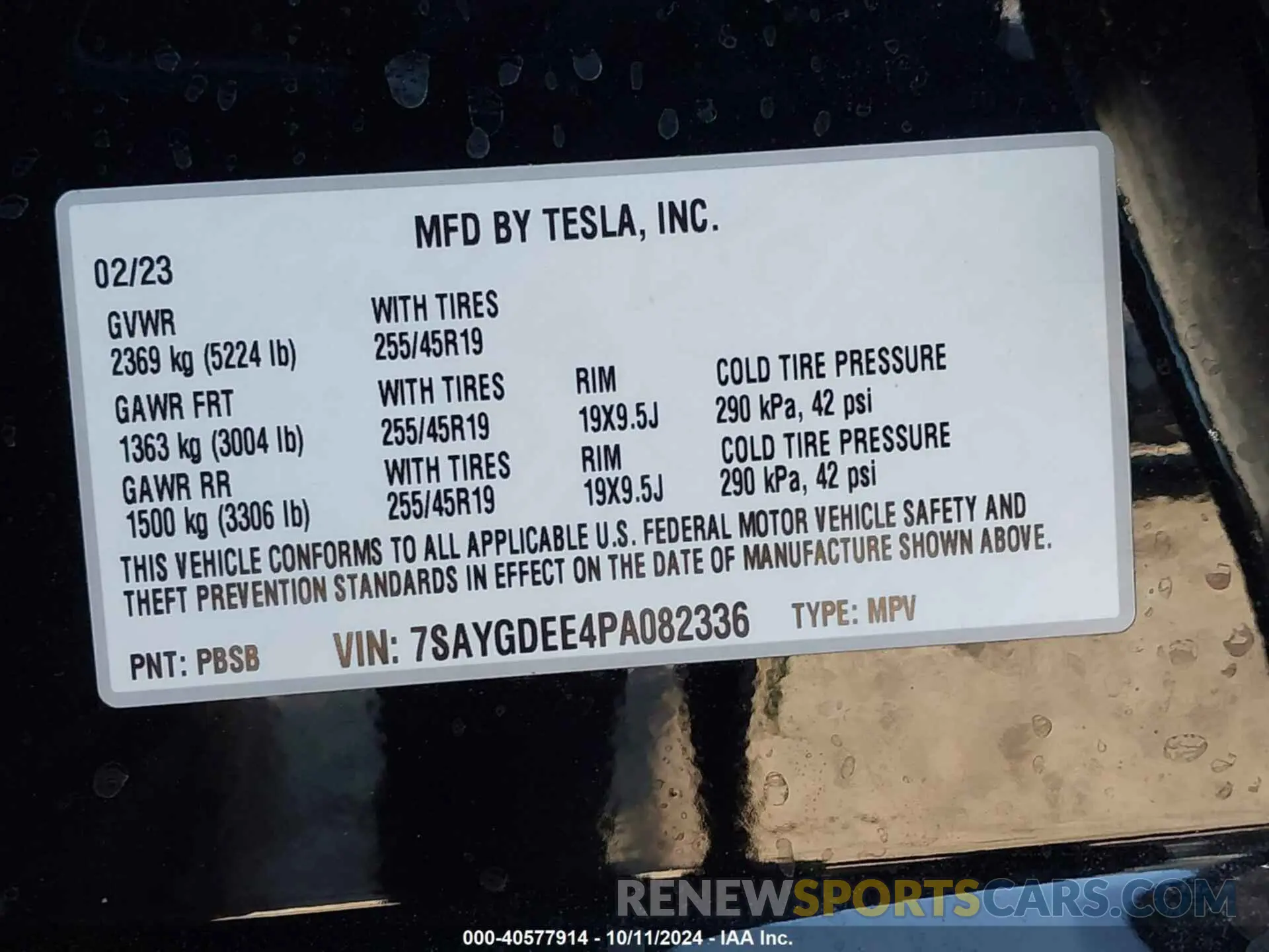 9 Фотография поврежденного автомобиля 7SAYGDEE4PA082336 TESLA MODEL Y 2023