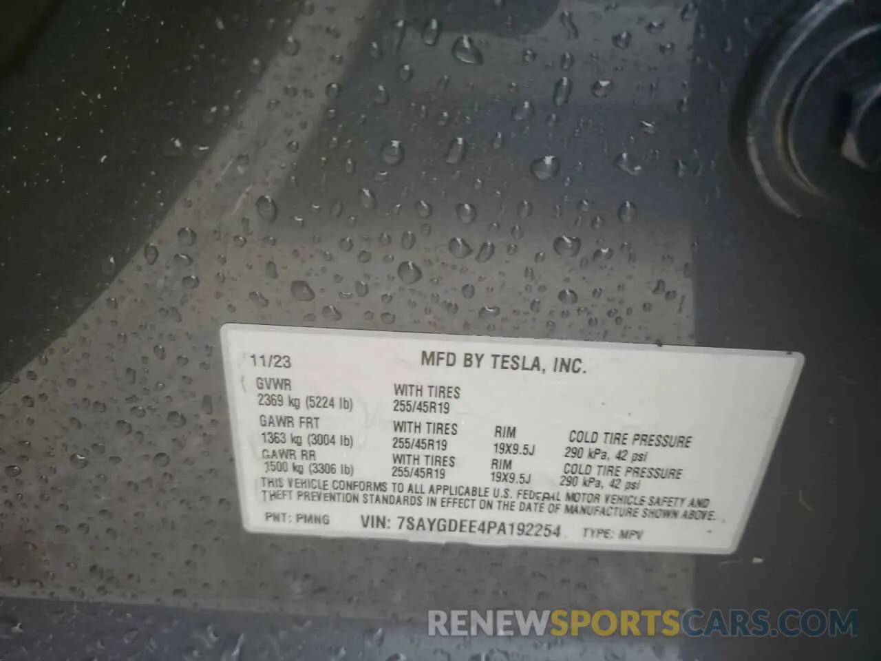 14 Фотография поврежденного автомобиля 7SAYGDEE4PA192254 TESLA MODEL Y 2023