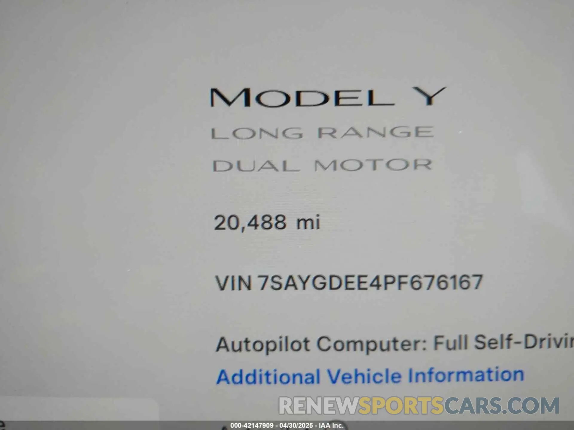 16 Photograph of a damaged car 7SAYGDEE4PF676167 TESLA MODEL Y 2023