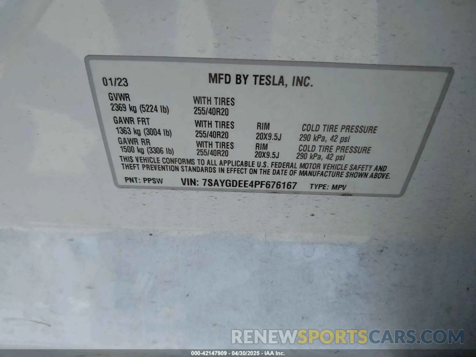 9 Photograph of a damaged car 7SAYGDEE4PF676167 TESLA MODEL Y 2023