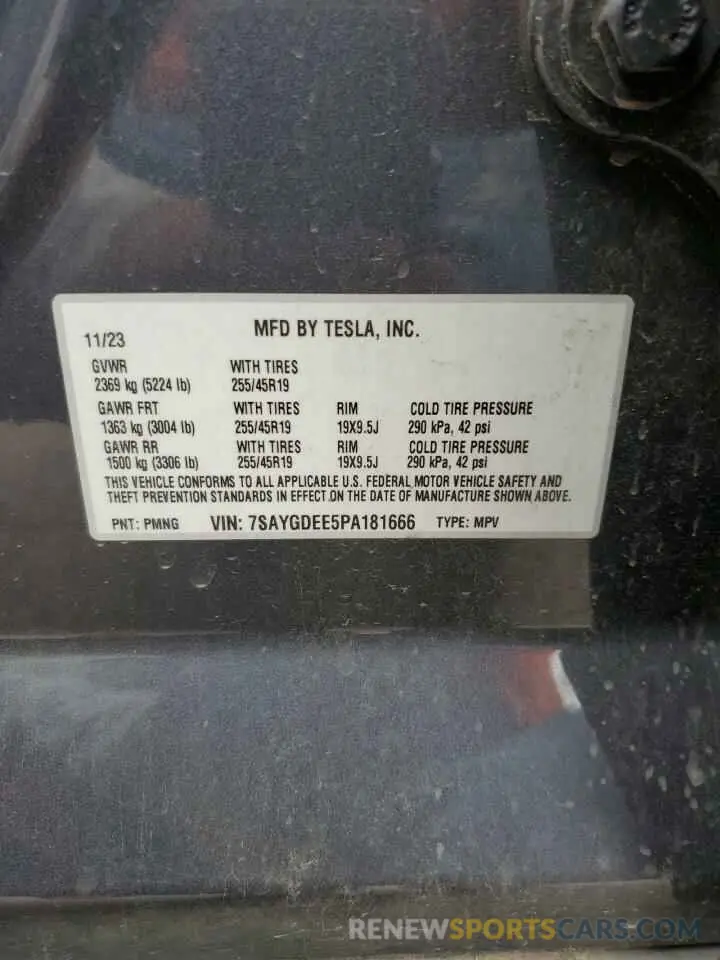 13 Photograph of a damaged car 7SAYGDEE5PA181666 TESLA MODEL Y 2023