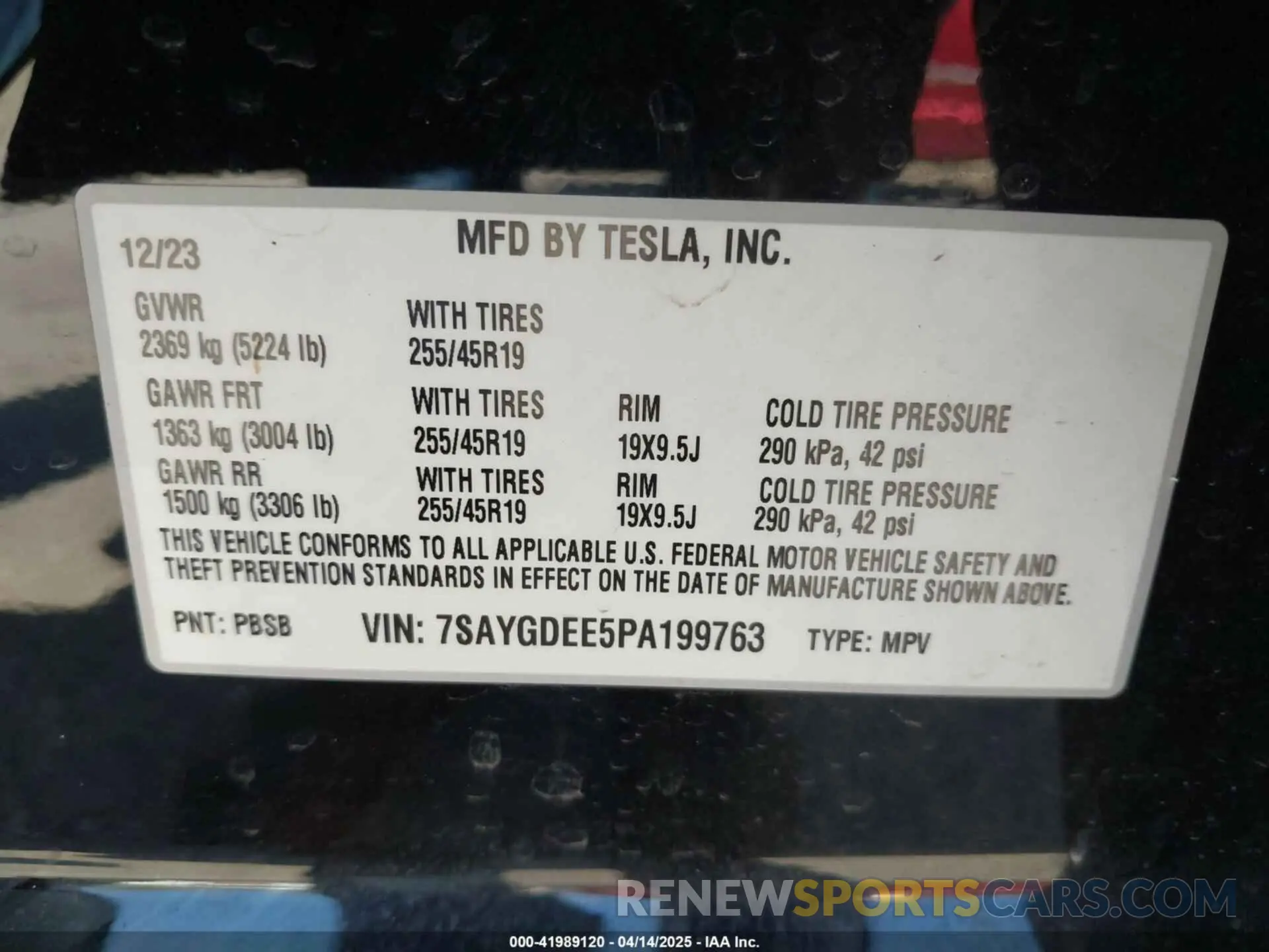 9 Фотография поврежденного автомобиля 7SAYGDEE5PA199763 TESLA MODEL Y 2023