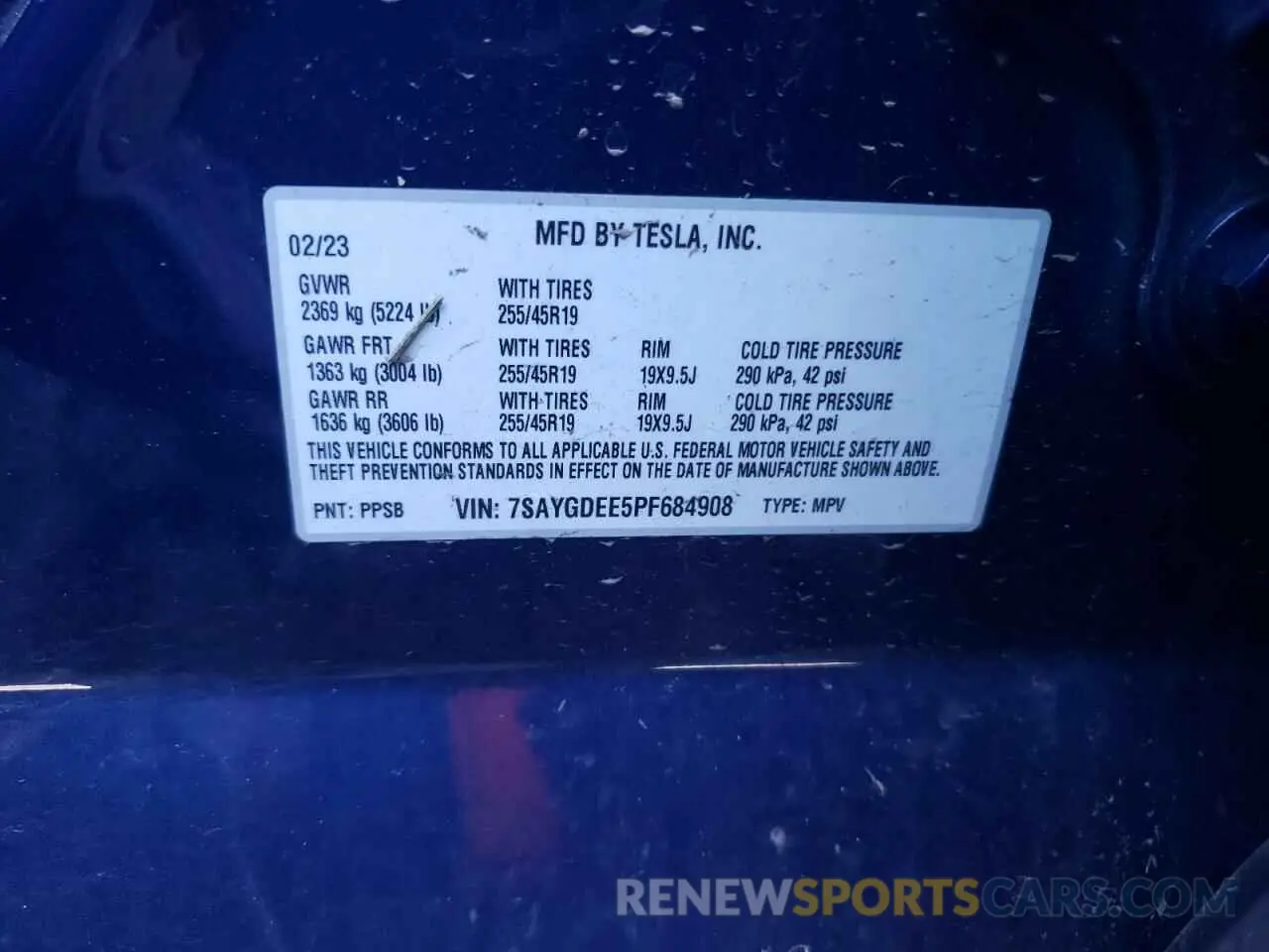 13 Photograph of a damaged car 7SAYGDEE5PF684908 TESLA MODEL Y 2023