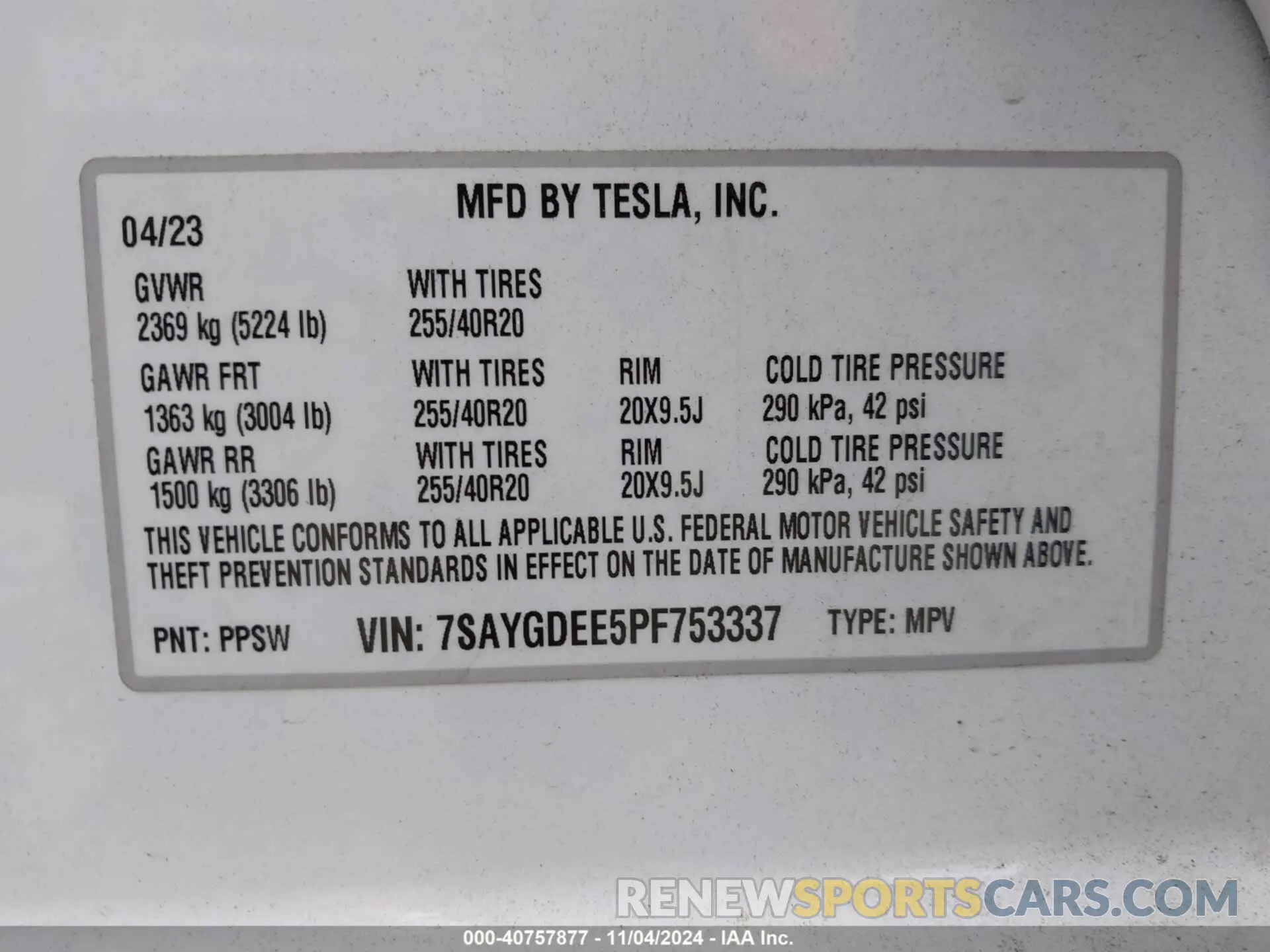 9 Фотография поврежденного автомобиля 7SAYGDEE5PF753337 TESLA MODEL Y 2023