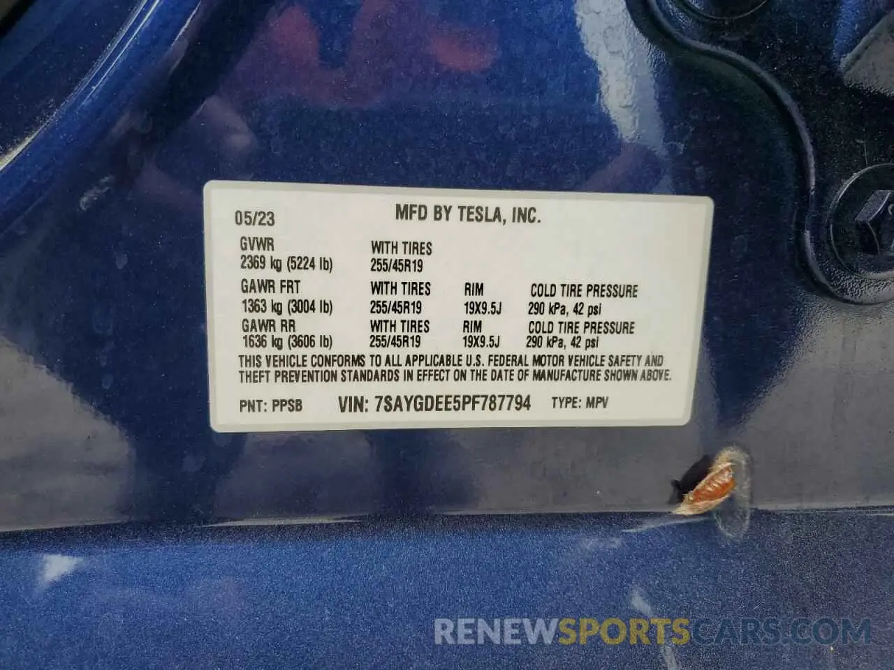 13 Фотография поврежденного автомобиля 7SAYGDEE5PF787794 TESLA MODEL Y 2023
