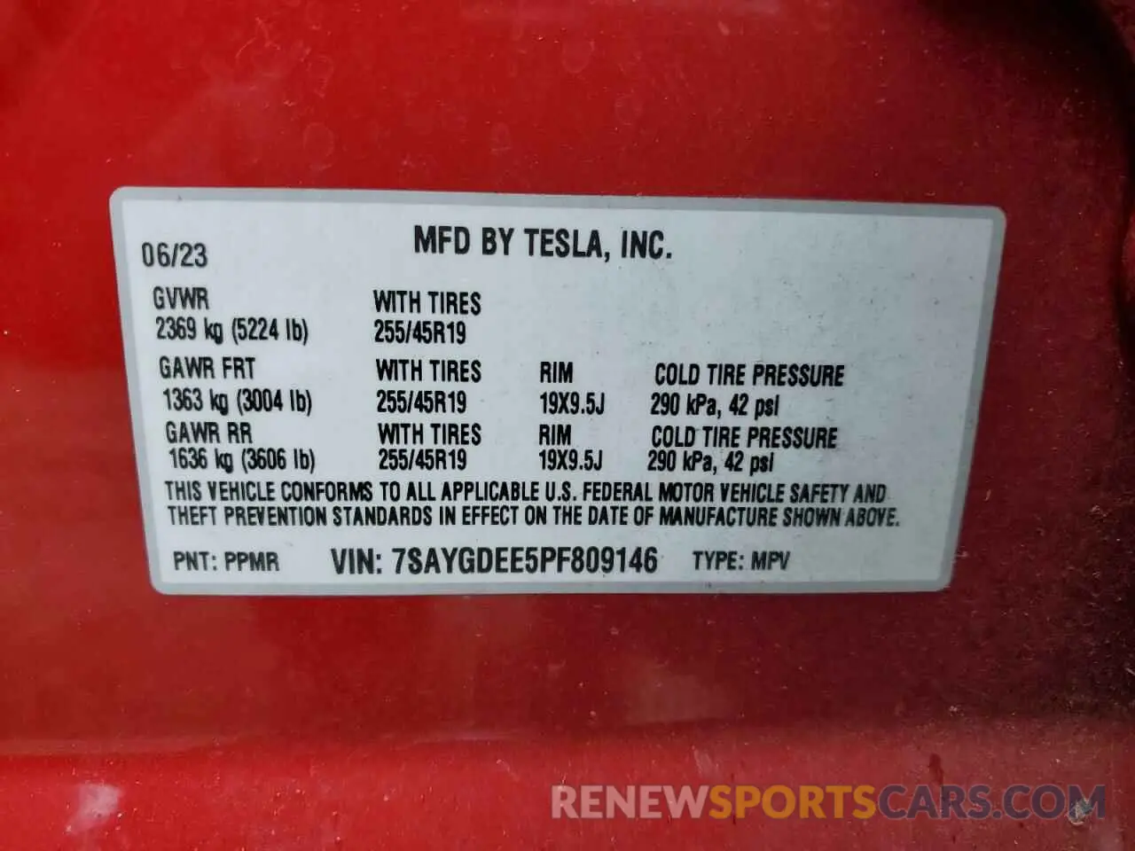 14 Photograph of a damaged car 7SAYGDEE5PF809146 TESLA MODEL Y 2023