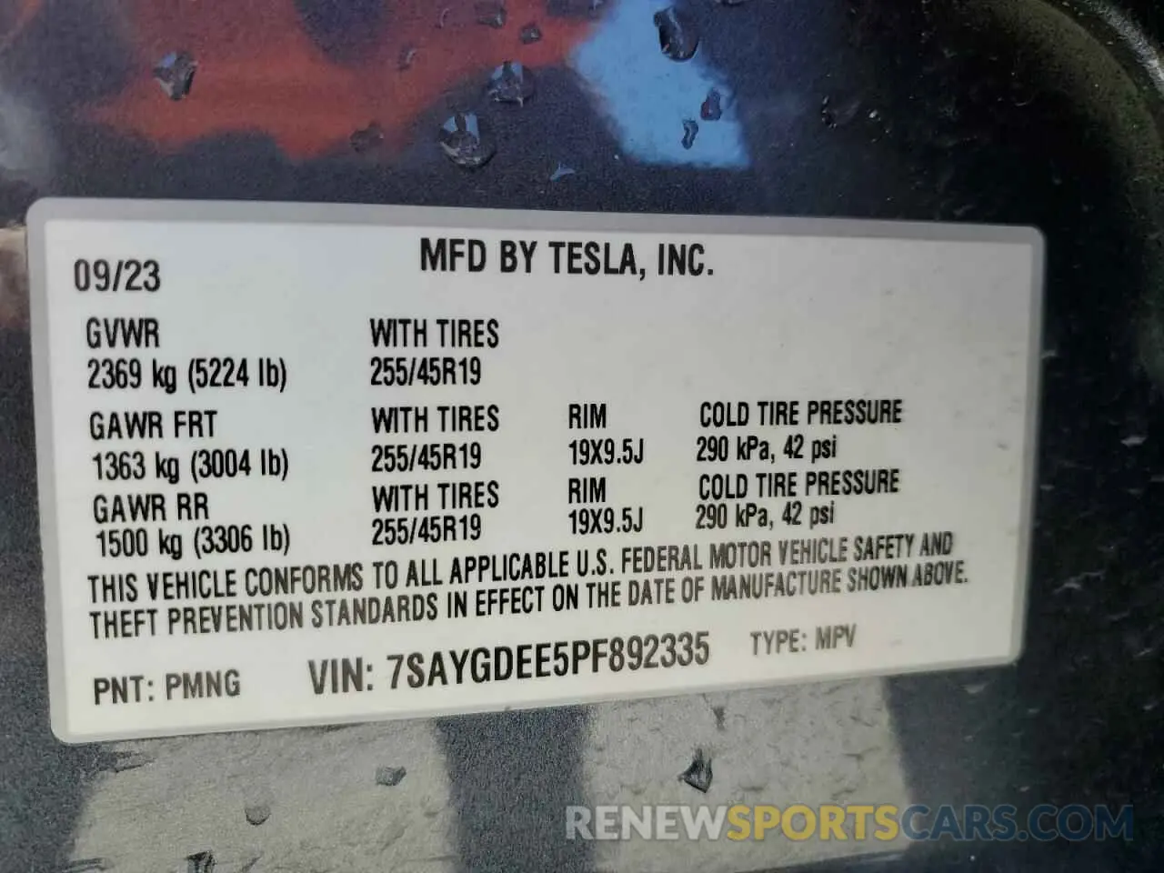14 Фотография поврежденного автомобиля 7SAYGDEE5PF892335 TESLA MODEL Y 2023