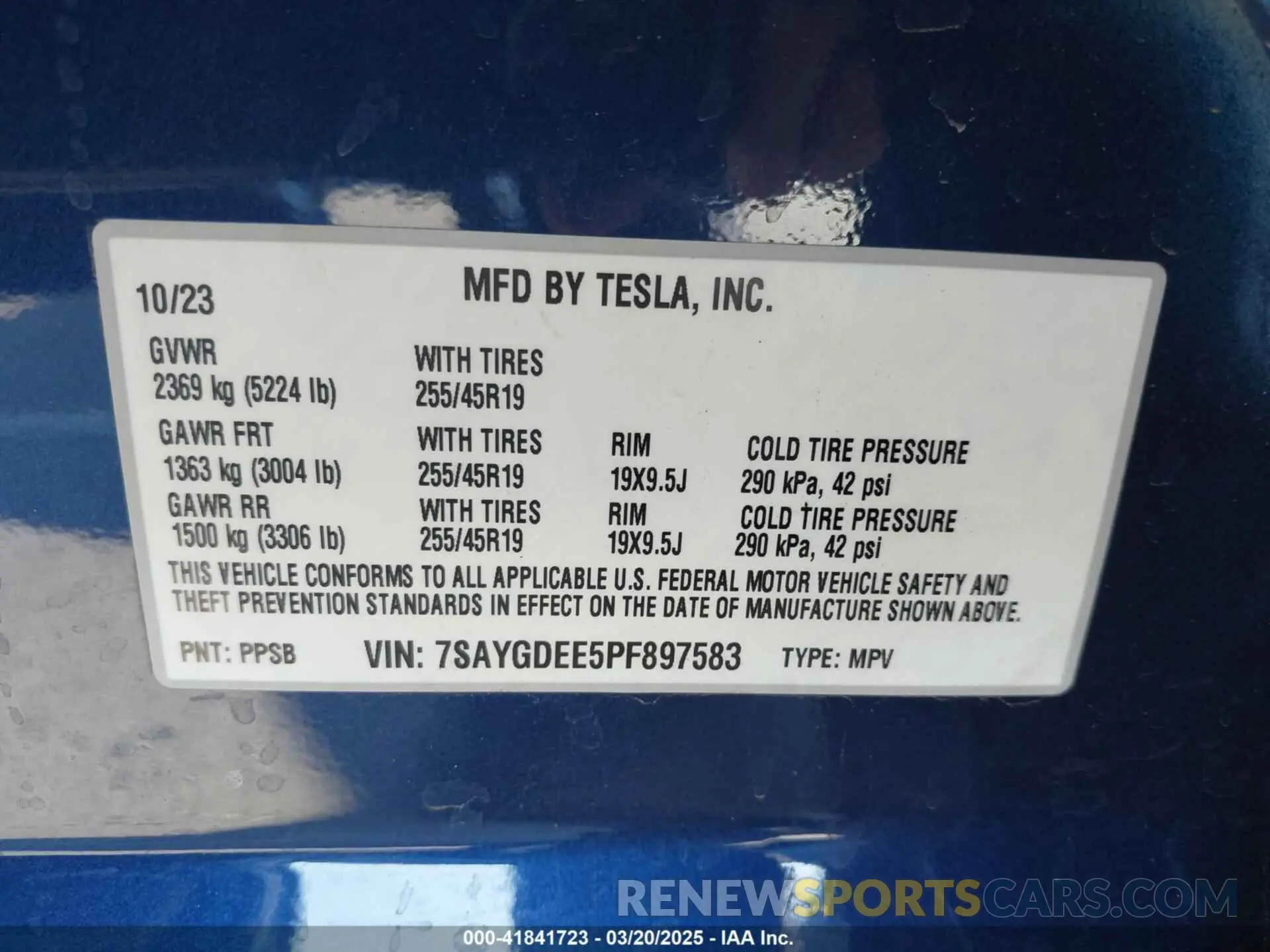 9 Фотография поврежденного автомобиля 7SAYGDEE5PF897583 TESLA MODEL Y 2023
