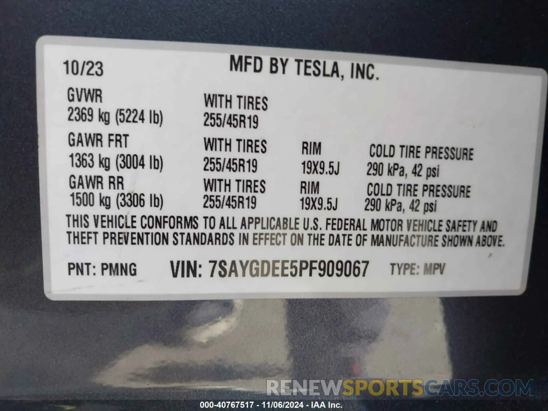 9 Photograph of a damaged car 7SAYGDEE5PF909067 TESLA MODEL Y 2023