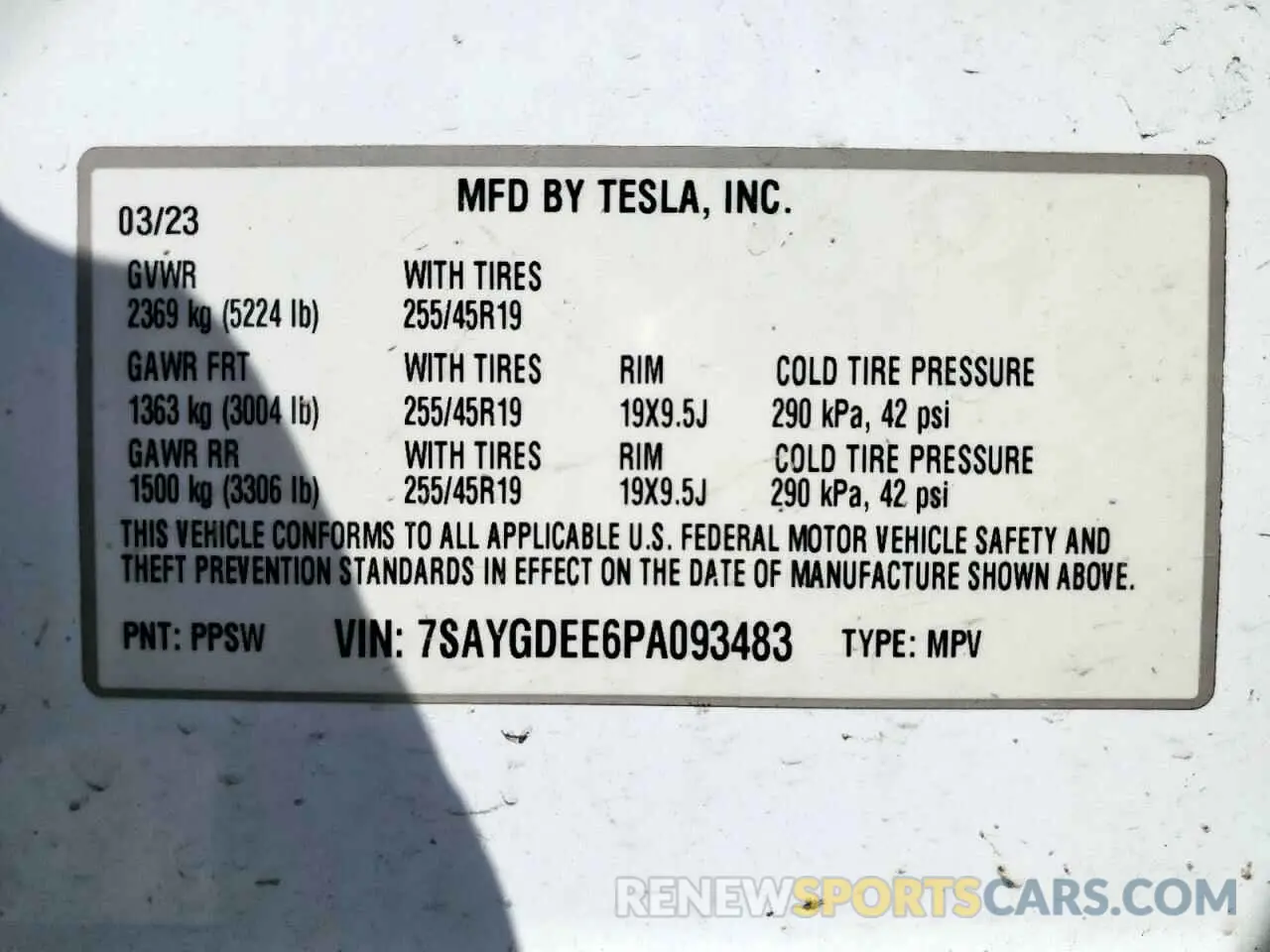 14 Photograph of a damaged car 7SAYGDEE6PA093483 TESLA MODEL Y 2023