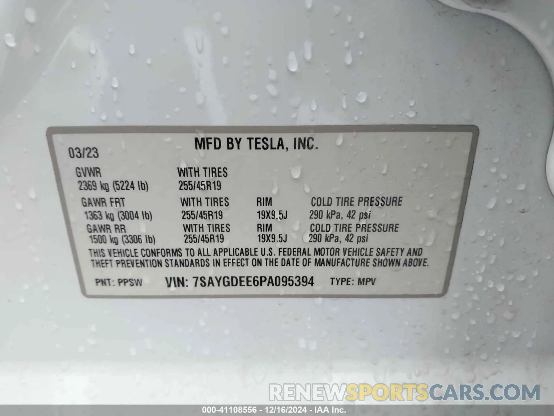 9 Photograph of a damaged car 7SAYGDEE6PA095394 TESLA MODEL Y 2023