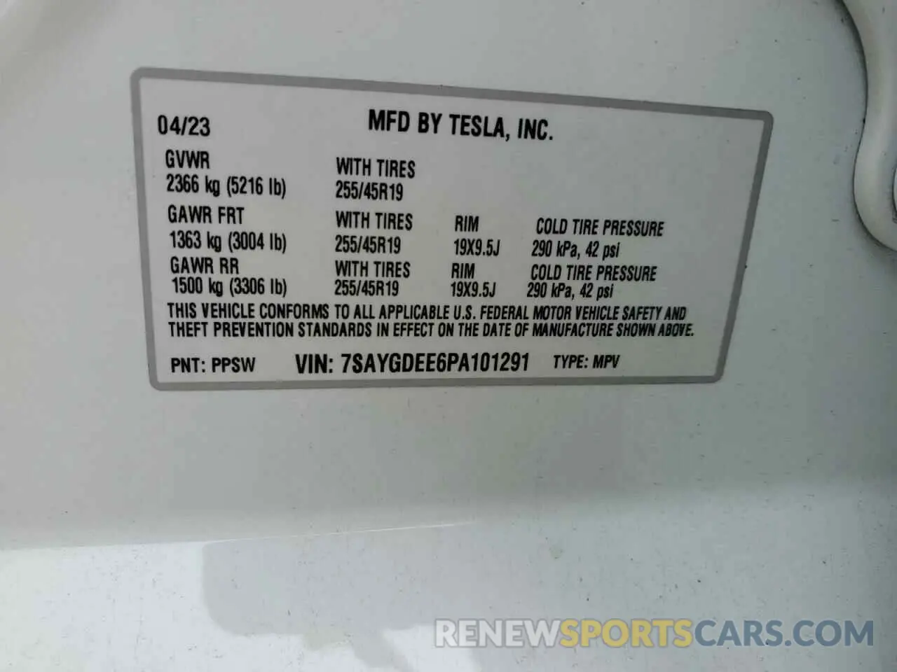 14 Фотография поврежденного автомобиля 7SAYGDEE6PA101291 TESLA MODEL Y 2023