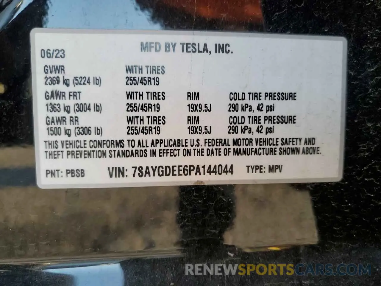 12 Фотография поврежденного автомобиля 7SAYGDEE6PA144044 TESLA MODEL Y 2023