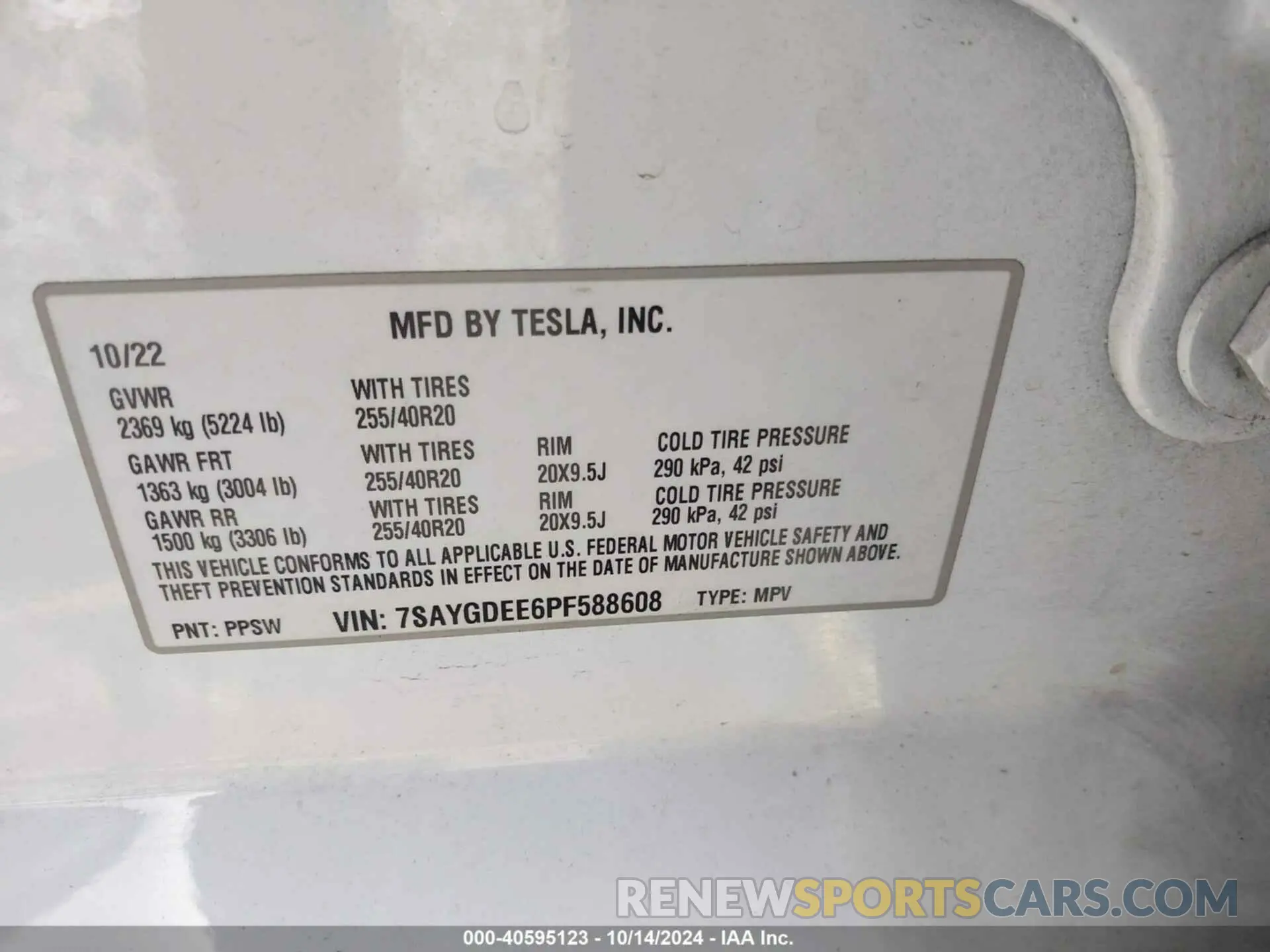 9 Фотография поврежденного автомобиля 7SAYGDEE6PF588608 TESLA MODEL Y 2023